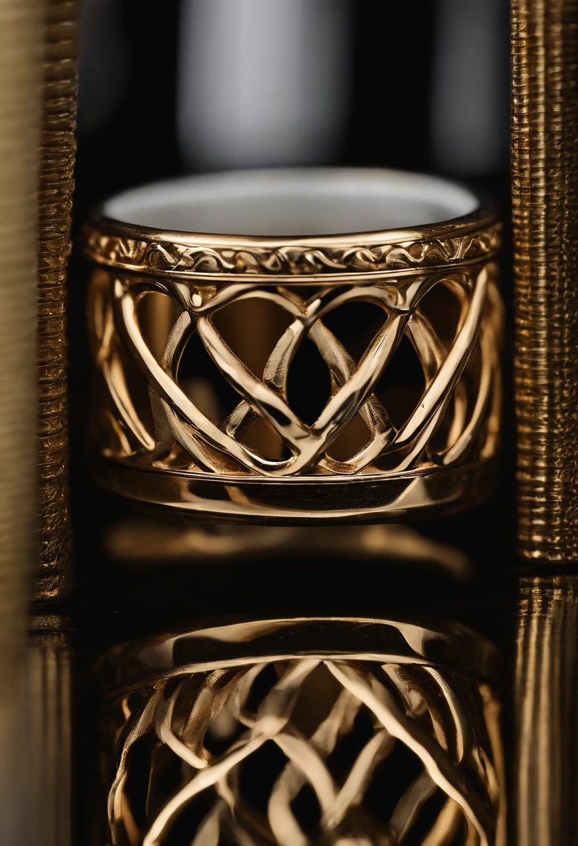 Metal rings），hyper photorealism，Alexander Calder（r，macro shot，Reflective lenses，spotlight，lord of the ring，Reflection，Openwork engraving，Luxury photography，Wear it on your hand，