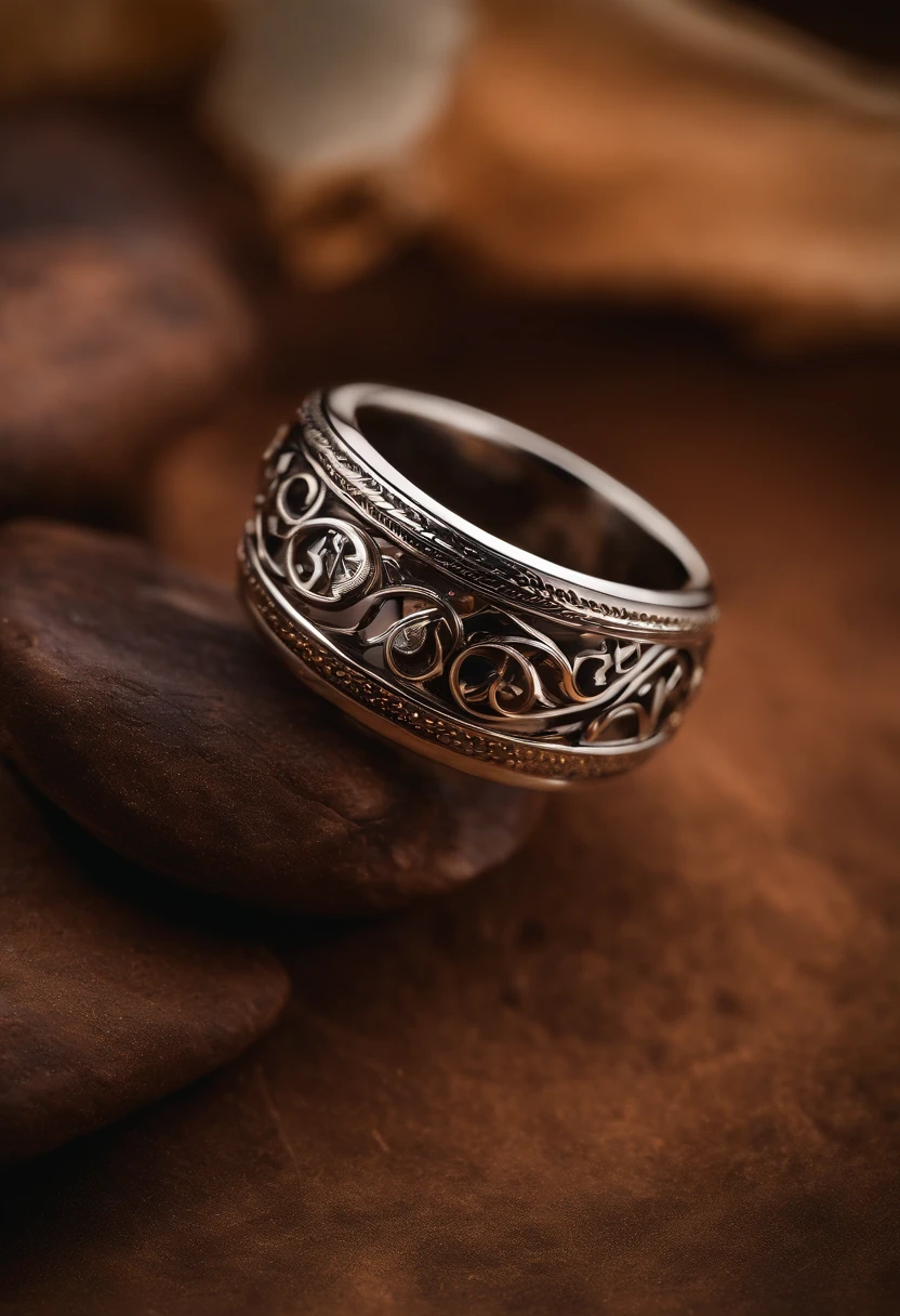 Metal rings),hyper photorealism,Alexander Calder(r,macro shot,Reflective lenses,spotlight,lord of the ring,Reflection,Openwork engraving,Luxury photography,Wear it on your hand,
