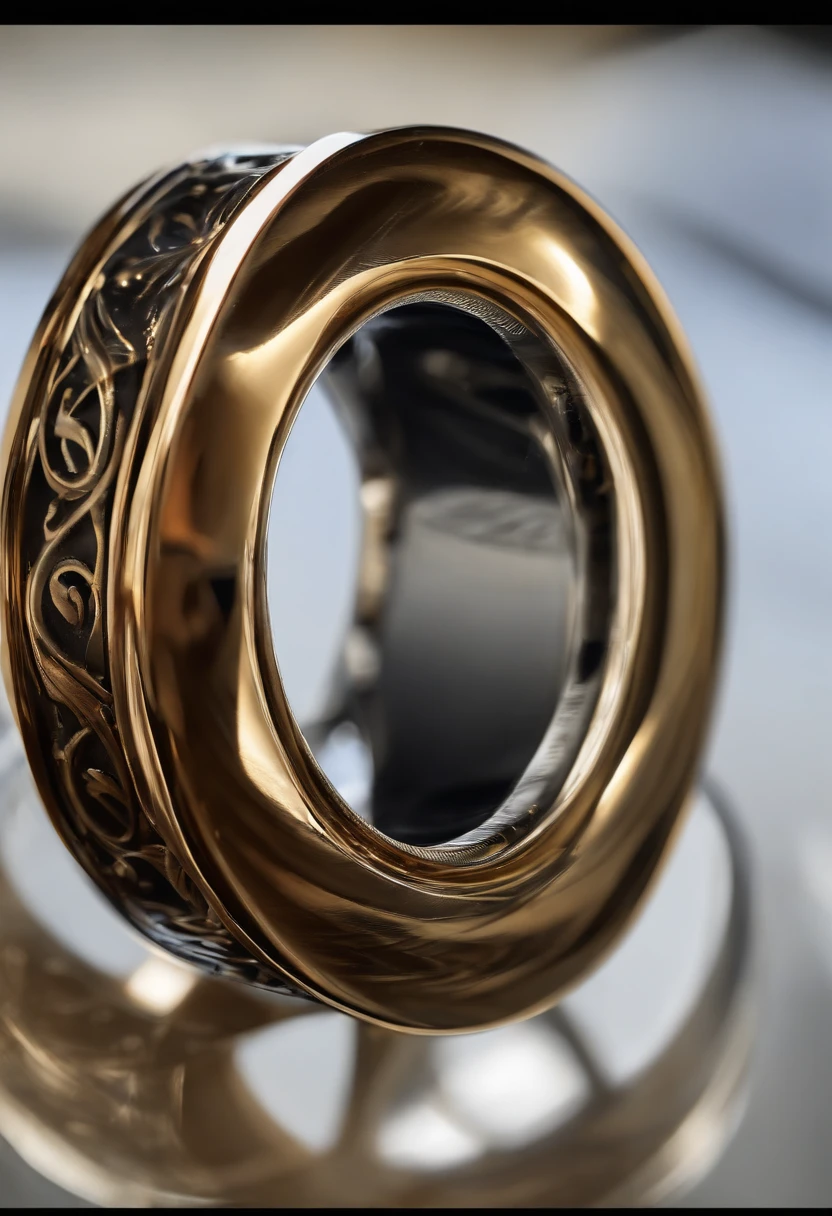 Metal rings),hyper photorealism,Alexander Calder(r,macro shot,reflective lens,spotlight,lord of the ring,Reflection,Openwork engraving,Luxury photography,Wear it on your hand,
