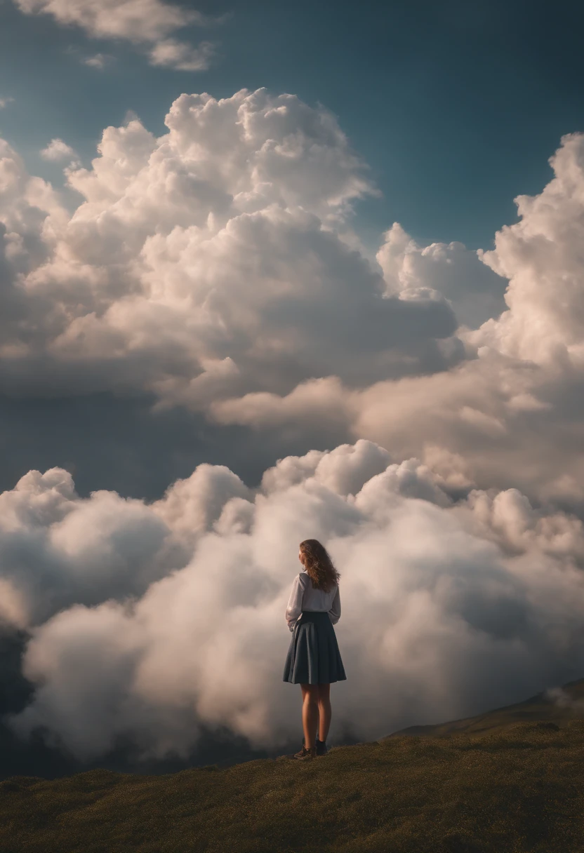 Atmospheric elements,clouds,schoolgirls,quadratic element,Slightly fat,3d