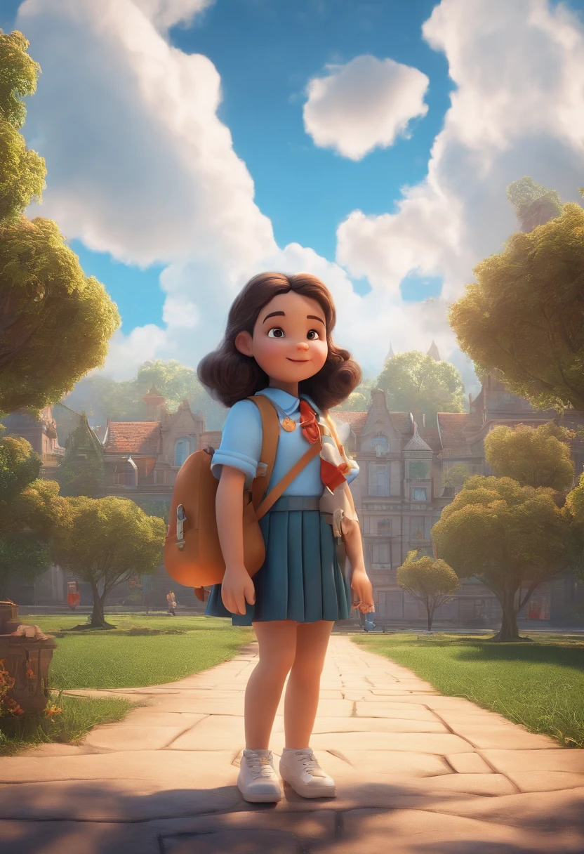 (Atmospheric elements,clouds,schoolgirls,quadratic element,Slightly fat,3d)The mascot