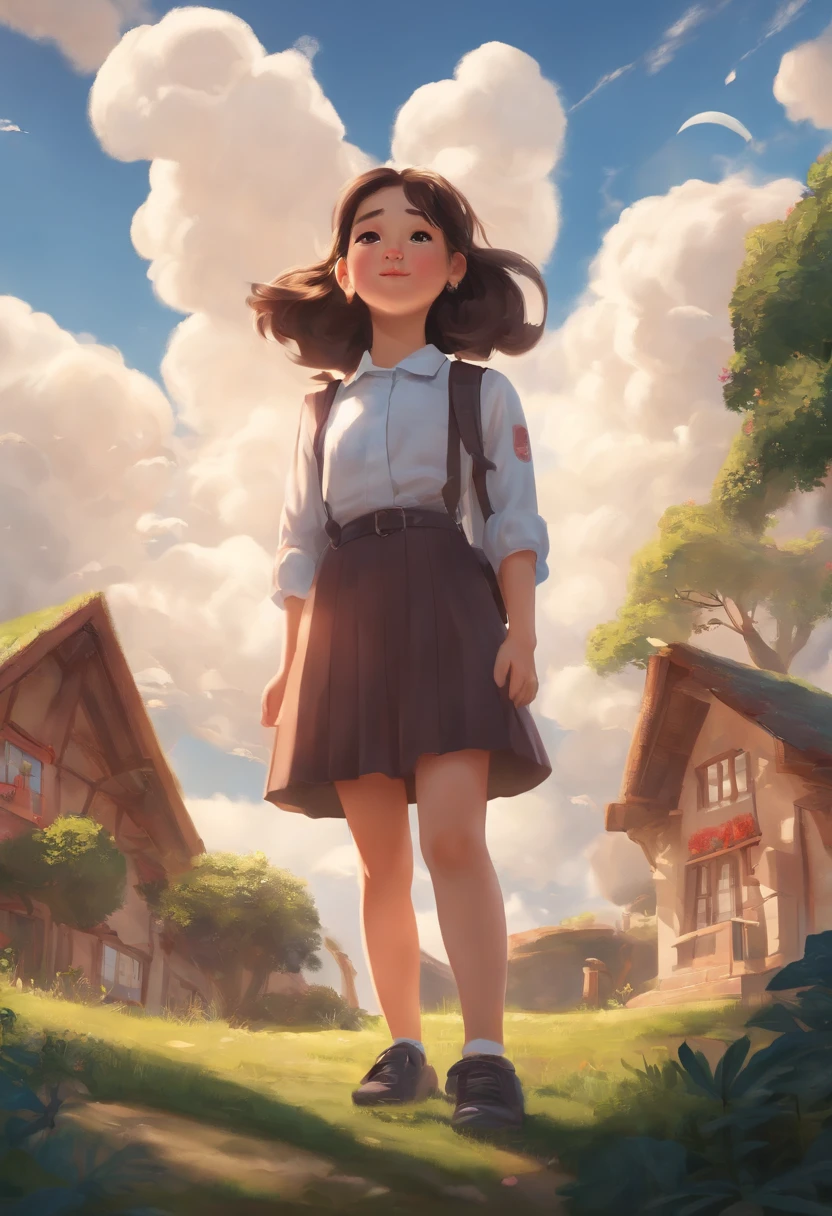 (Atmospheric elements,clouds,schoolgirls,quadratic element,Slightly fat,2d)The mascot