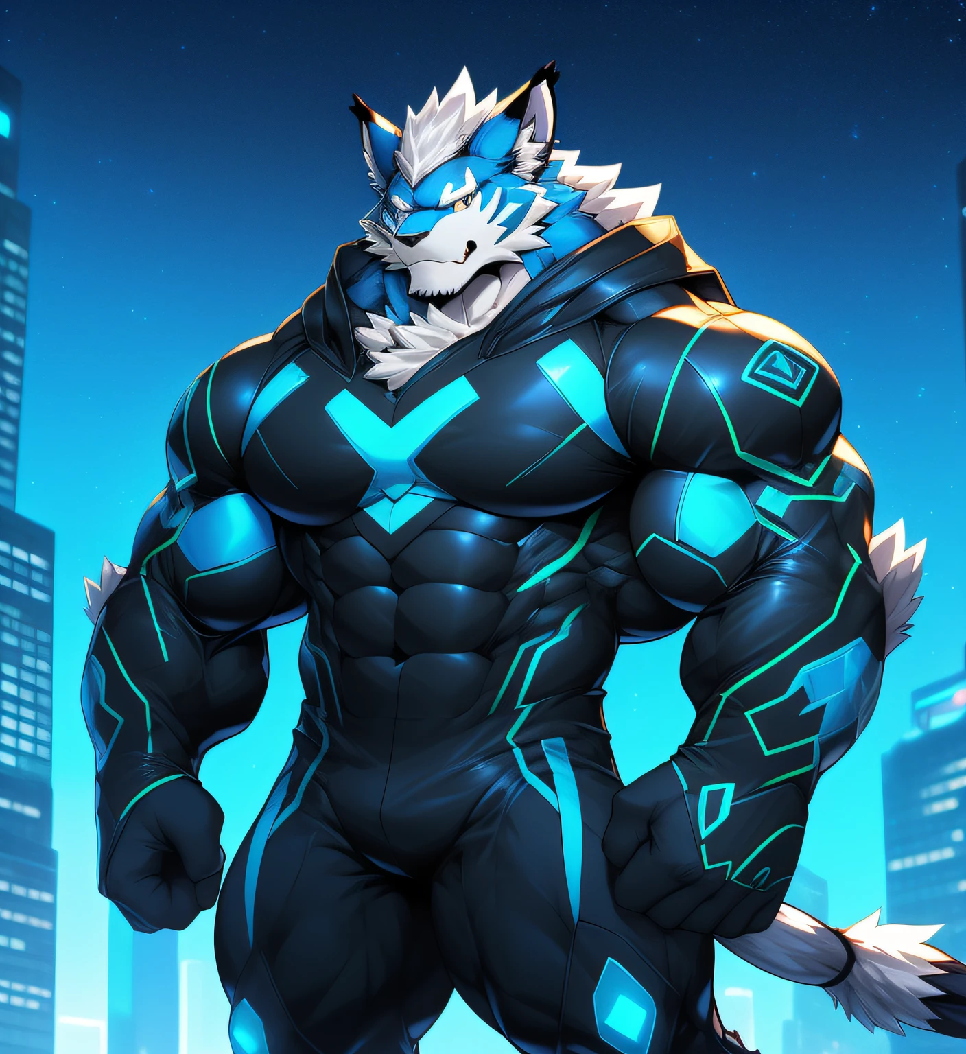 2d, masterpiece, best quality, 4k, 8k, ultra highres, raw photo in hdr, sharp focus, photo realism ,real life like, in a night city, detailed background, solo, topless, (gloves, mask, skin tight), big pink, sweat, (by null-ghost, by thebigslick, by darkgem, by honovy), black dragon anthro, male focus, perfect golden eyes, full body