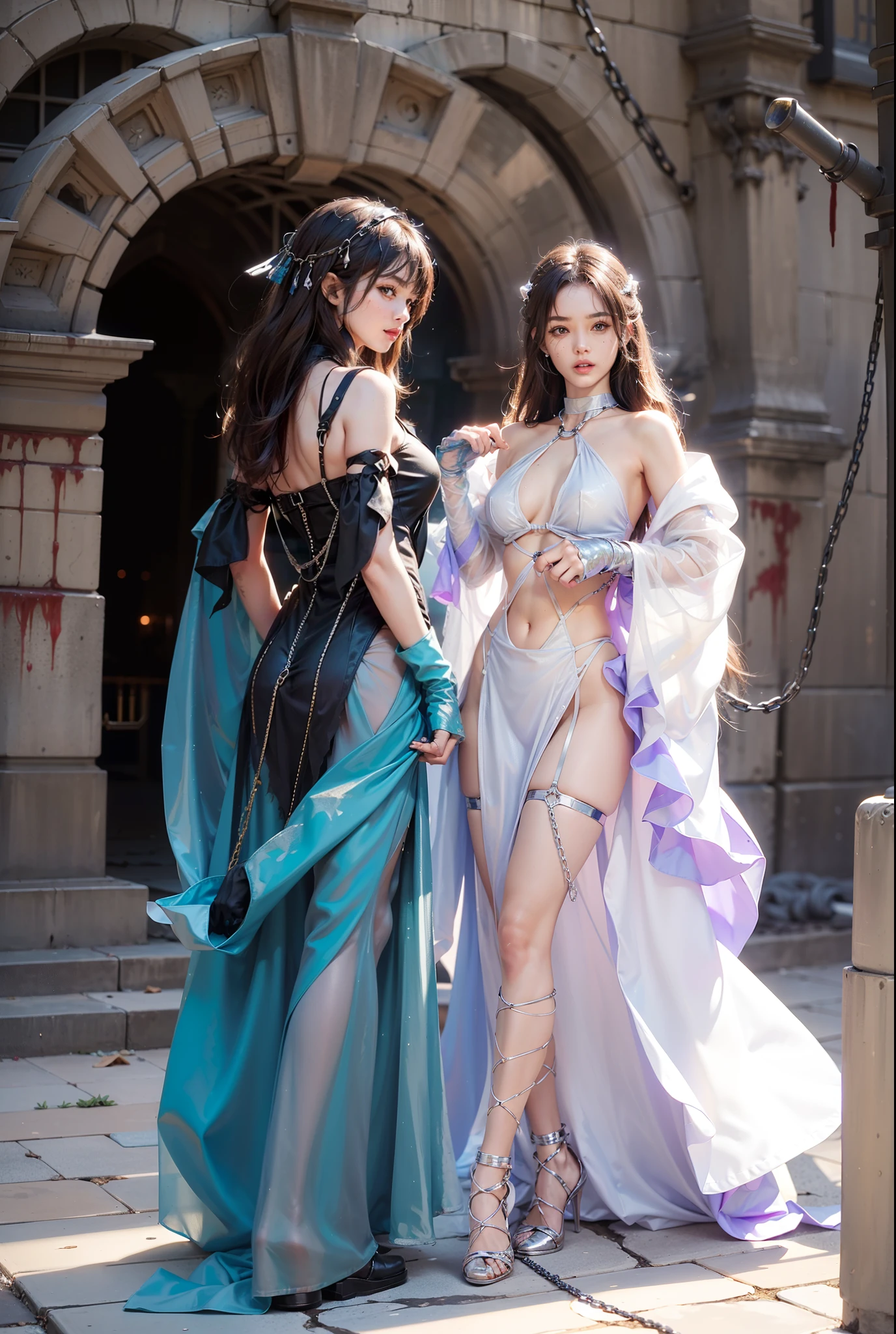 ,((Wearing a torn sheer costume of a superheroine)),(, No bra)), Wet crotch, Wet thighs, Beautiful girl with accentuated slender abs: 1.4, (((nipple tips protruding, areola is protruding, The shape of the pubic region is clearly visible)), sixpack abs: 1.4, Bust Botox, Photo, Sharpness, Unique 850 4, Koda850 k portrait camera, F1.6 shots, Ultra-realistic textures, Spectacular light textures, Cinestil 800 Fashion Mechanics, (futuristic sci-fi battle fashion: 1.1), (tied perfectly by chain), Restraint, Slaves, collars, ((wide prison with sunlight)), Dark fantasy, Realistic material details, extreme hight detail, Ultra-realistic materials ((Torn costume))), Wet, Cloudy, (Chained)), ((big emphasized by chains)), ((chains digging into crotch)), ( (Collar)), (, No bra), shredded costumes, broken golden shields and battle spears,, White combat gloves, Combat shoulder armor, Blood splattered on the face, Blood splattered, Realistic, (Bruises, Dirty, ripped clothing, skimpy clothing, Blood: 1.3), Torn Cape, Torn pantyhose, Long legs, ((iron pipe in the crotch)), Metallic shackles and fetters, ((chains hung from heaven)), Wet crotch is clearly visible, Swarovski's sword and the anatomy beneath his feet, (futuristic sci-fi battle fashion, Torn mesh stockings),Leg repair