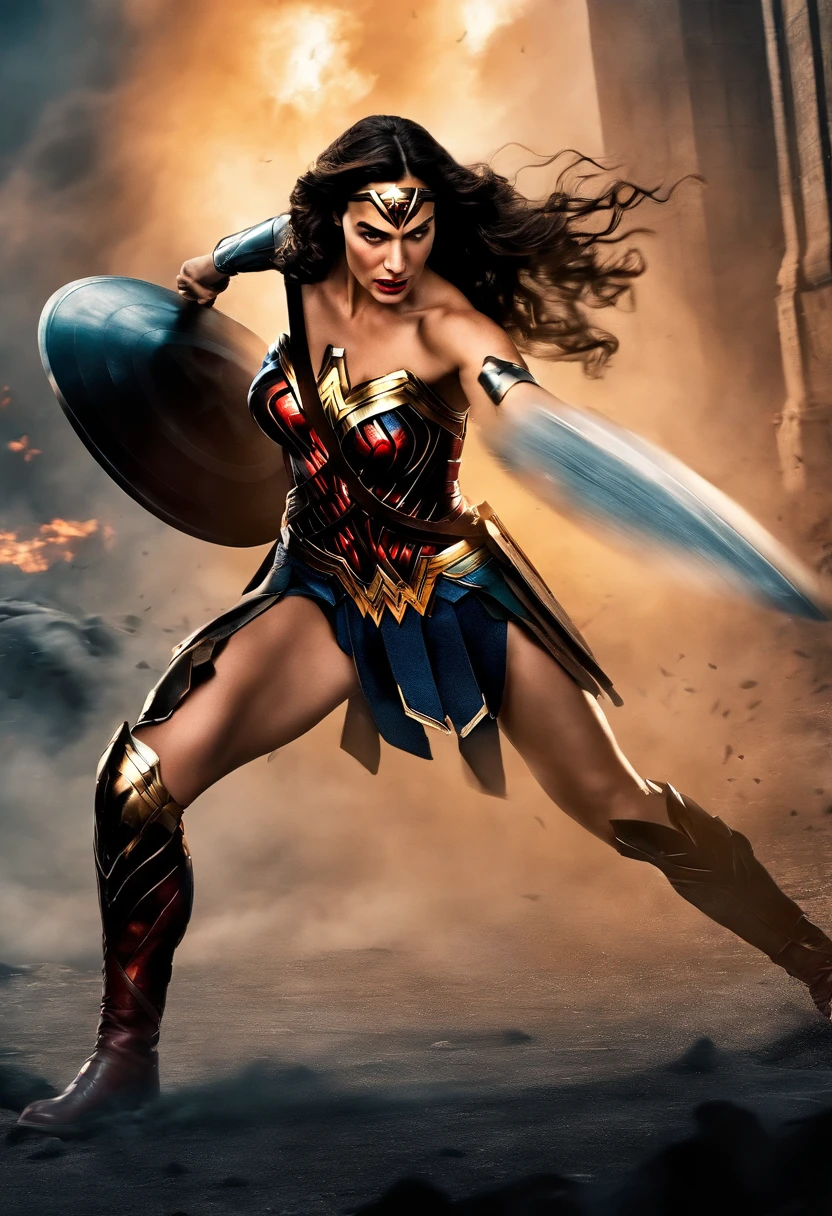 Gal Gadot wonder woman fighting Batman in open combat