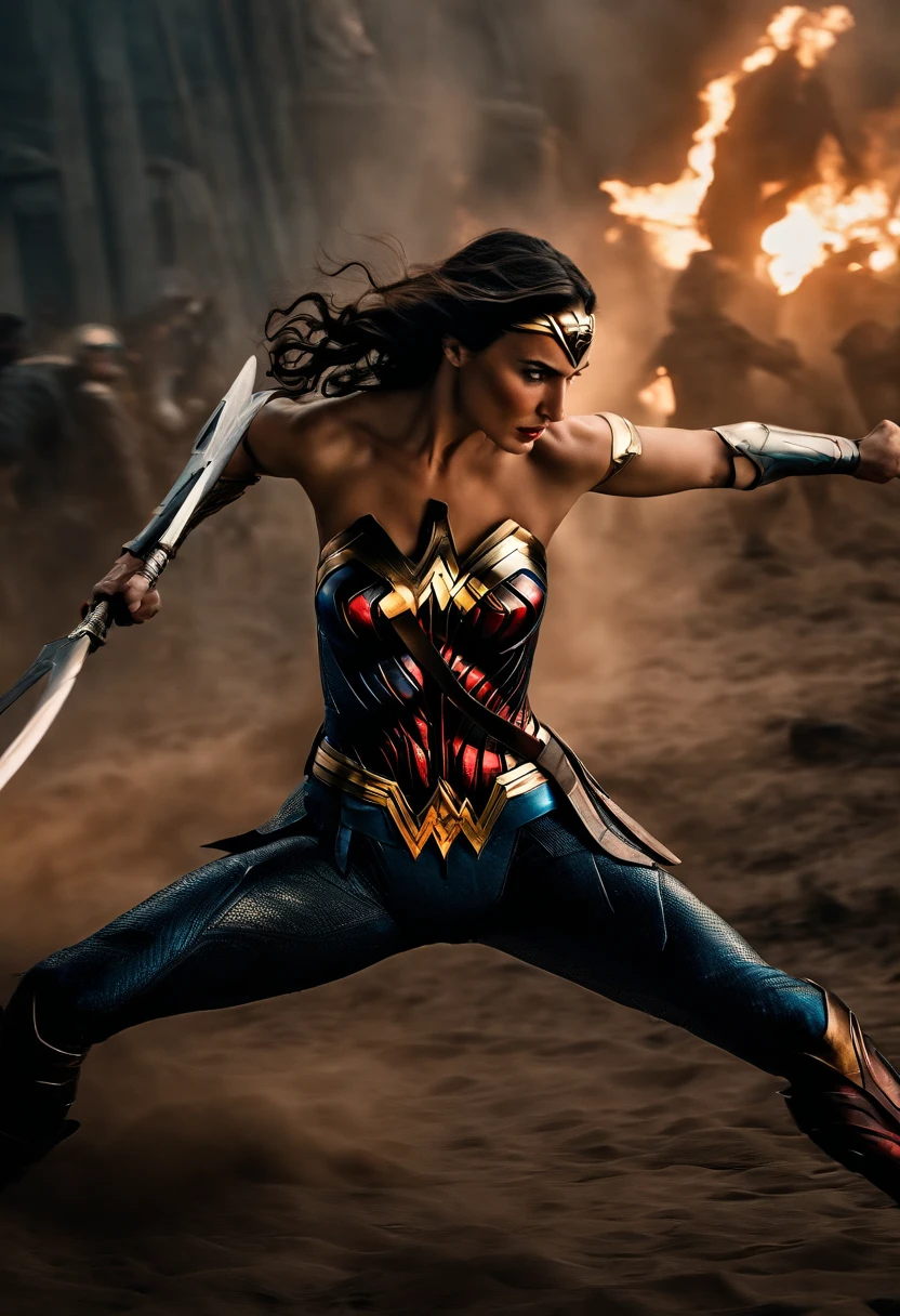 Gal Gadot wonder woman fighting Batman in open combat