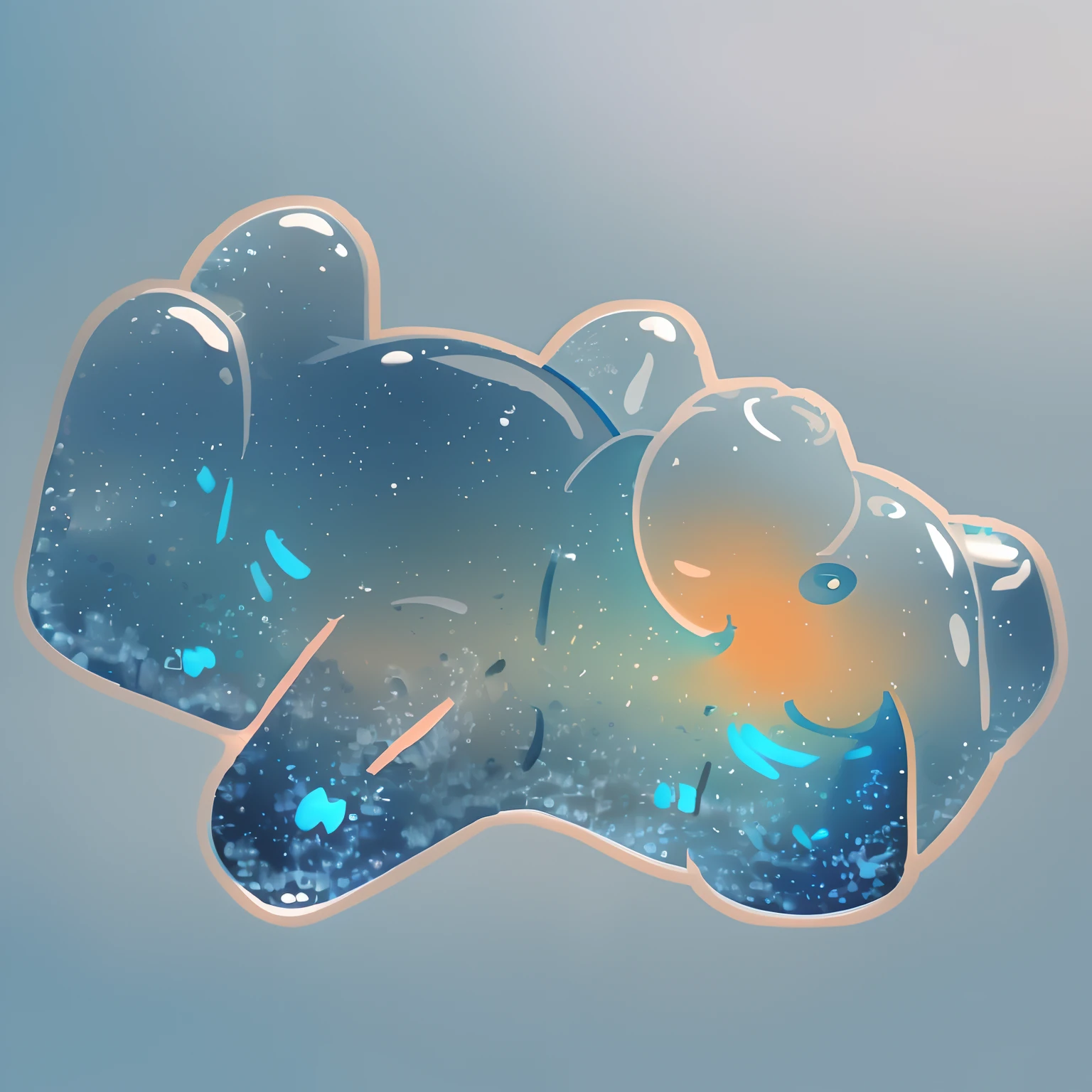 sticker, no background, under water theme, water inside gummy, blue gummy white edges