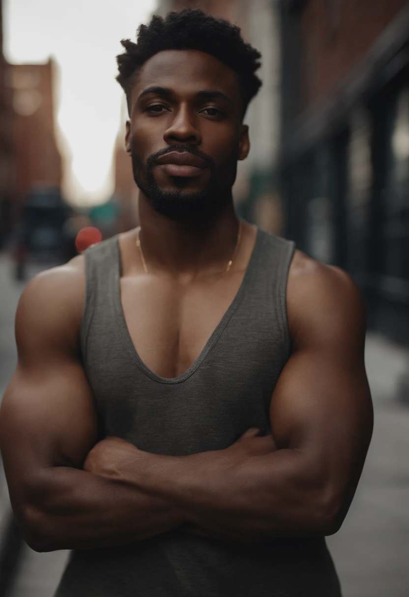 Hyper realistic , ultra detailed, photo of handsome Black American man , big lips, defined lips, prominent lips, Front facing, ultra detailed, ultra accurate detailed, Shot with canon EOS RI camera at 50 mm focal length with a 1.4 aperture. 4k, 8k. Heavy makeup and a coy expression, photo taken on the streets of brooklyn.