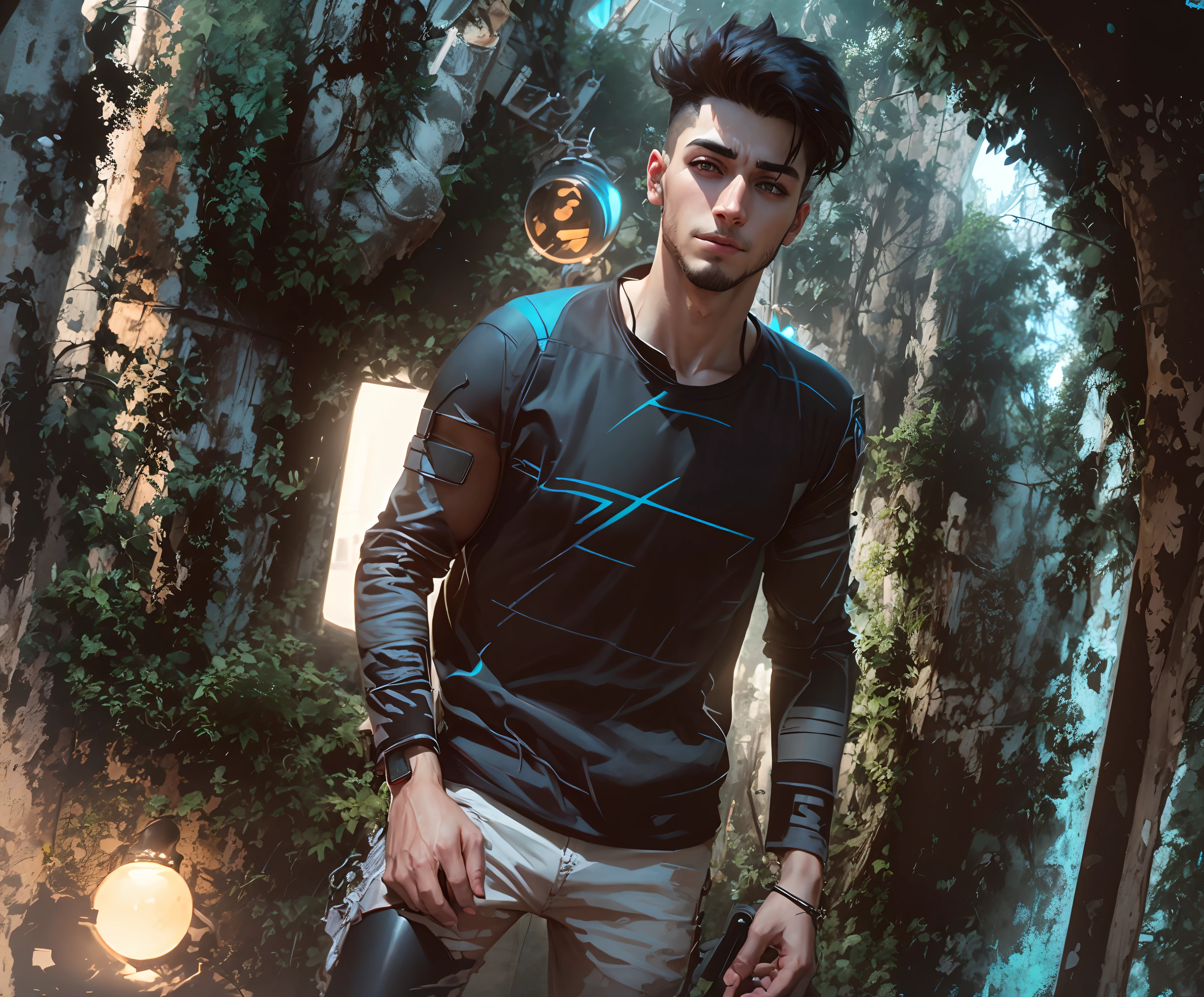 Change background cyberpunk handsome boy, realistic face, 8k, ultra realistic