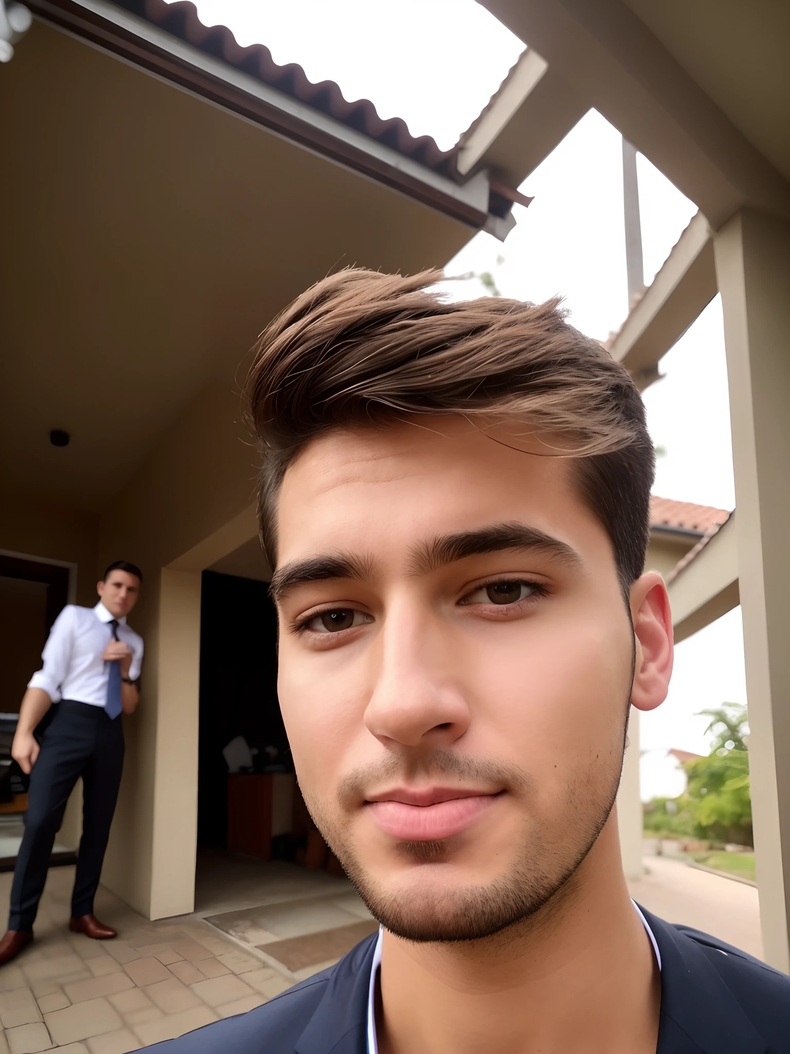 there is a man that is standing outside with a tie on, with accurate face, good looking face, face picture, without beard, front profile!!!!, harsh good looking face, very very very beautifull face, with kind face, around 1 9 , 8k selfie photograph, young cute face, attractive face, clean shaven face, handsome face