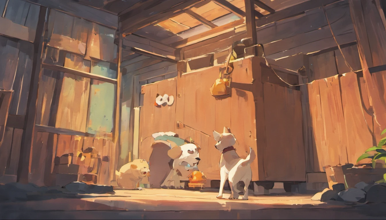 Simple illustration Flat illustration Full of small illustrations a Dog doghouse