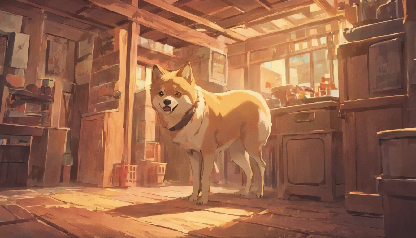 Simple illustration Flat illustration Full of small illustrations a Dog doghouse
