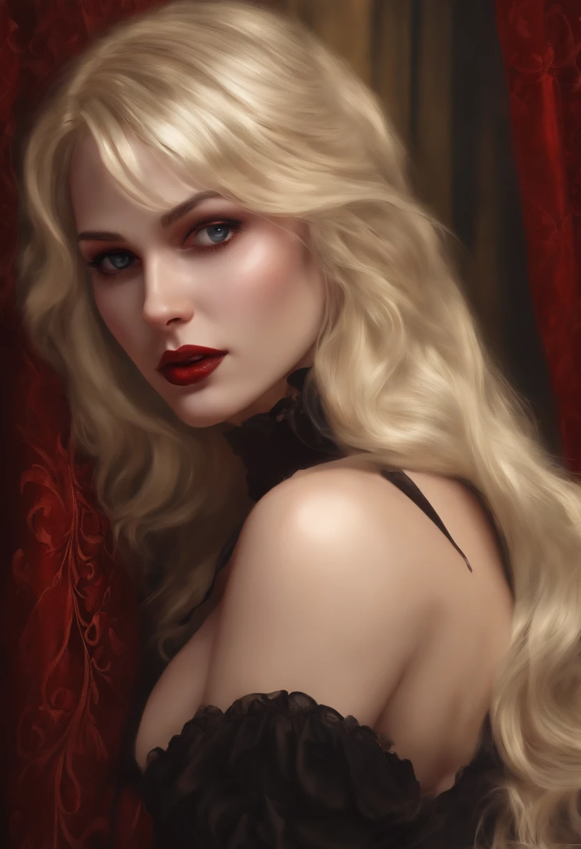 ((masterpiece)),((best quality)),((high detail)),((realistic,)) Futanari Vampire Girl, rape, Petite blonde girl, breeding, vampirism, fangs, crying, futadom, lezdom, creampie, mind break, looking at viewer, cuckold