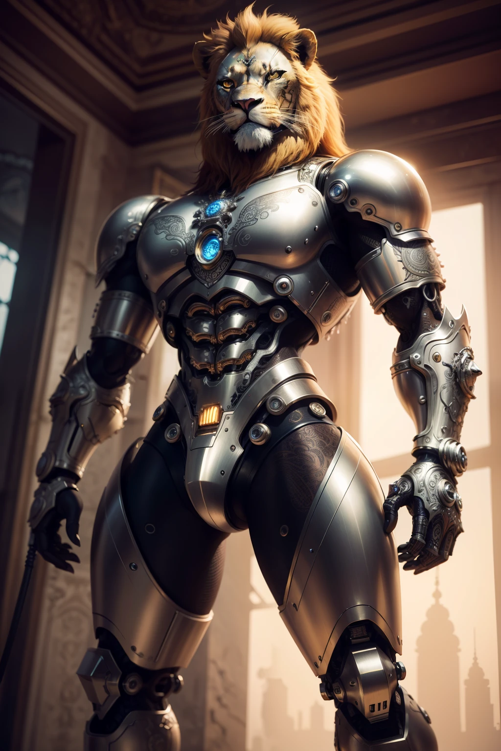 Cute lions made of metal, (Cyborg:1.1), ([tail|Wire Details]:1.3), (intricate detailed), HDR, (intricate detailed, hyperdetailed:1.2),