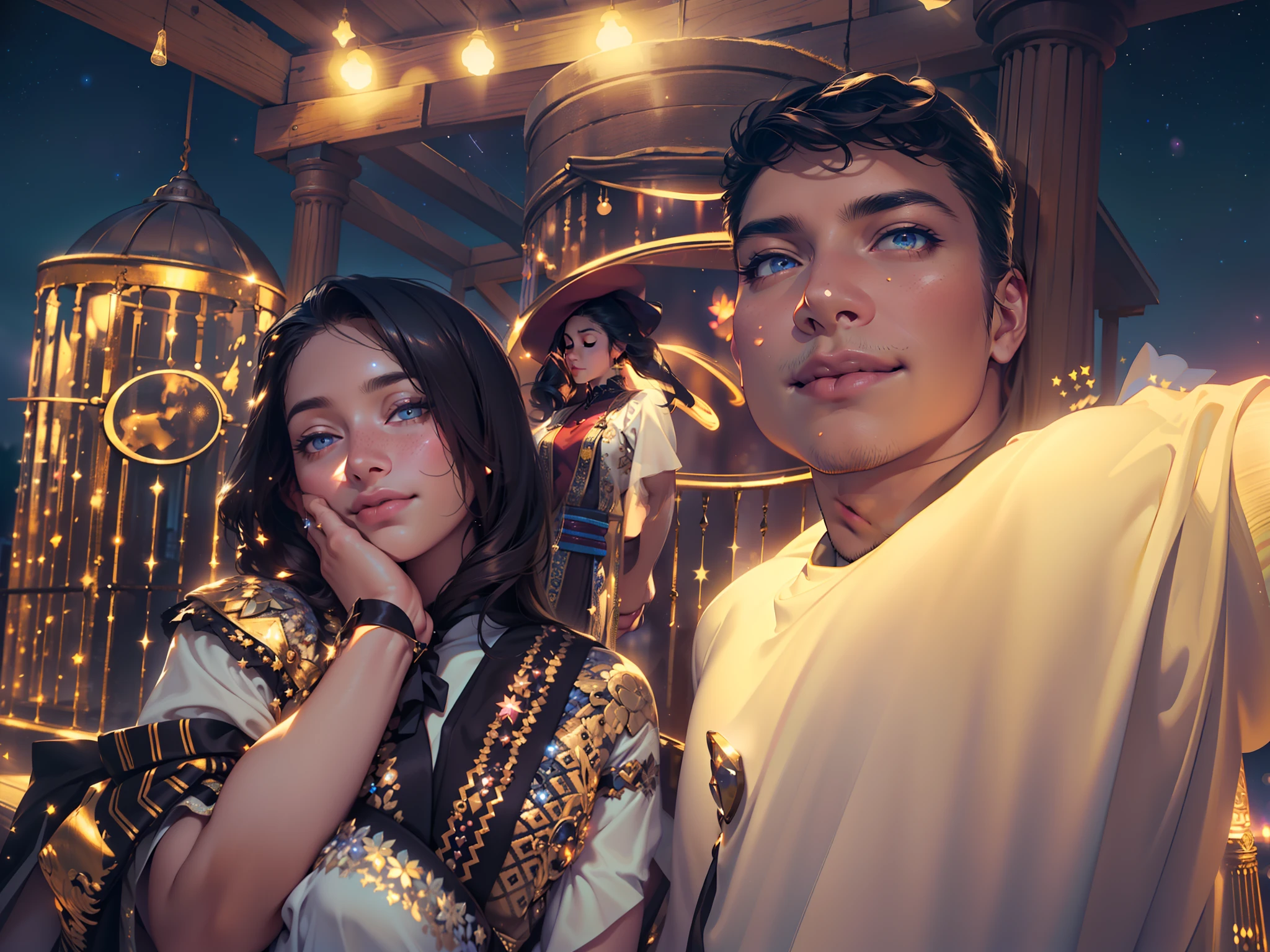 "(best quality,4k,8k,highres,masterpiece:1.2),ultra-detailed,(realistic,photorealistic,photo-realistic:1.37),soft glowing starlight,romantic couple in love kissing under the bright starry sky,soft light illuminating their faces,gentle shadows,sparkling stars,cosmic atmosphere,enchanting moment,romantic atmosphere,love birds,Iove-filled eyes,gentle touch,whispered words of love,embrace,nighttime magic,warmth and tenderness,peaceful silence,serene ambiance,dreamy starlit scene,heavenly love,love under the stars,luminous backdrop,intimate connection,dazzling night sky,passionate connection,heartfelt affection,universe as witness,vivid colors,bokeh"