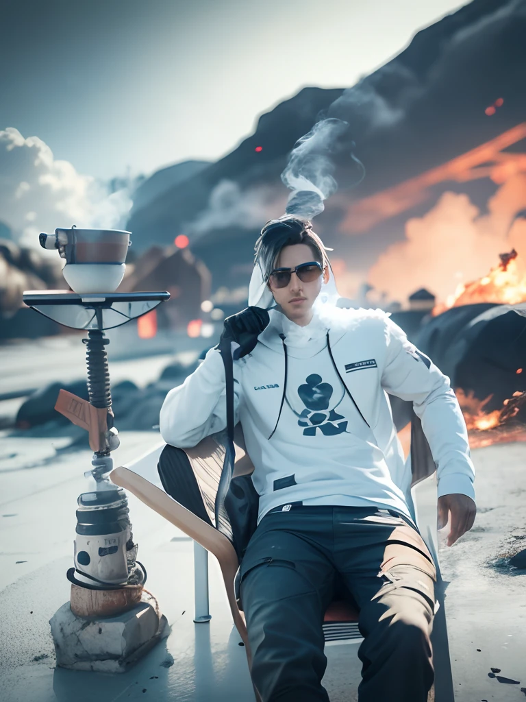 Fashion style boy realistic 8k ultra smoke