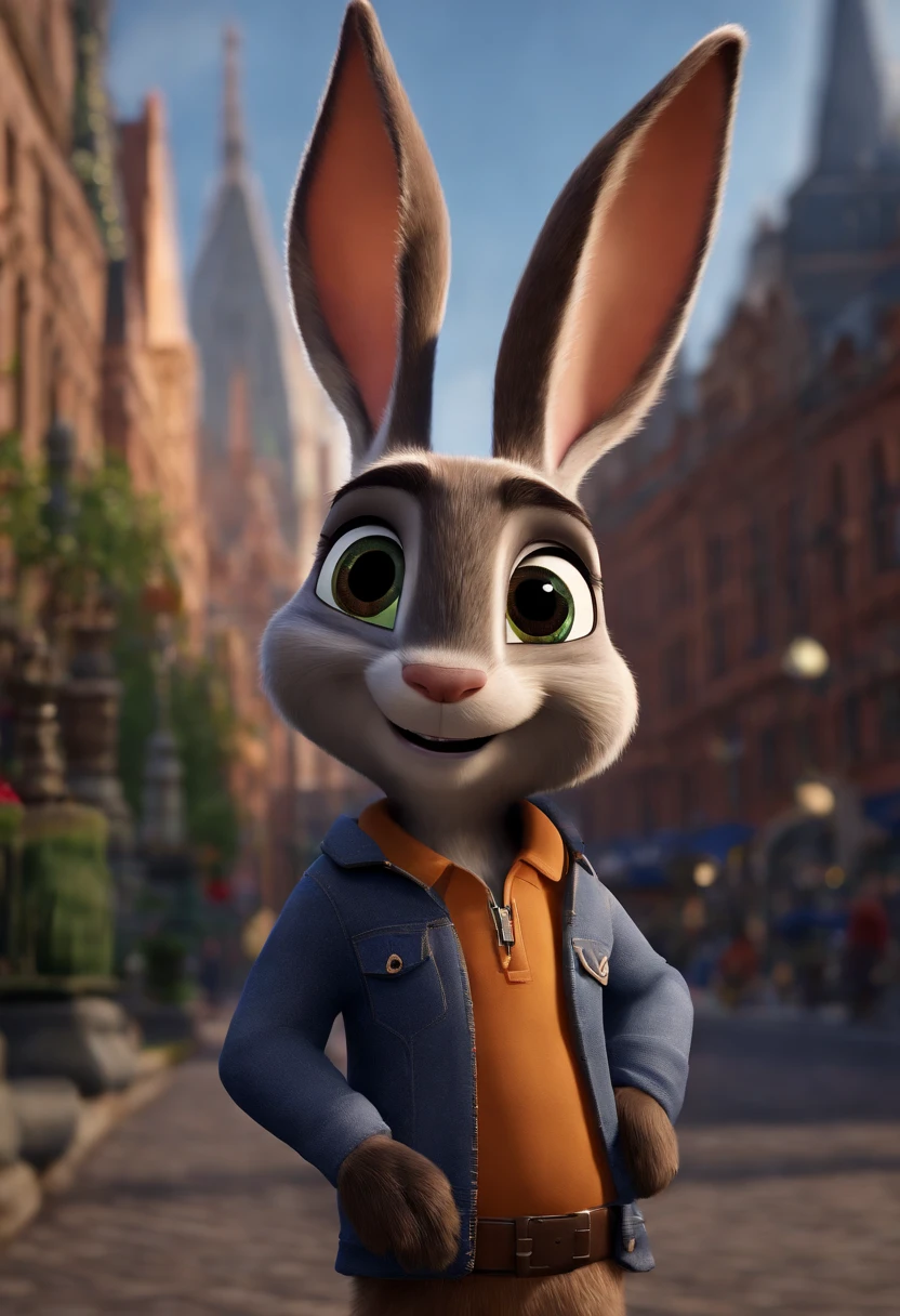 (Uploaded on e621:1.2, judy hopps:1.4) 1girl, solo, zootopia, bunny, walking in the city