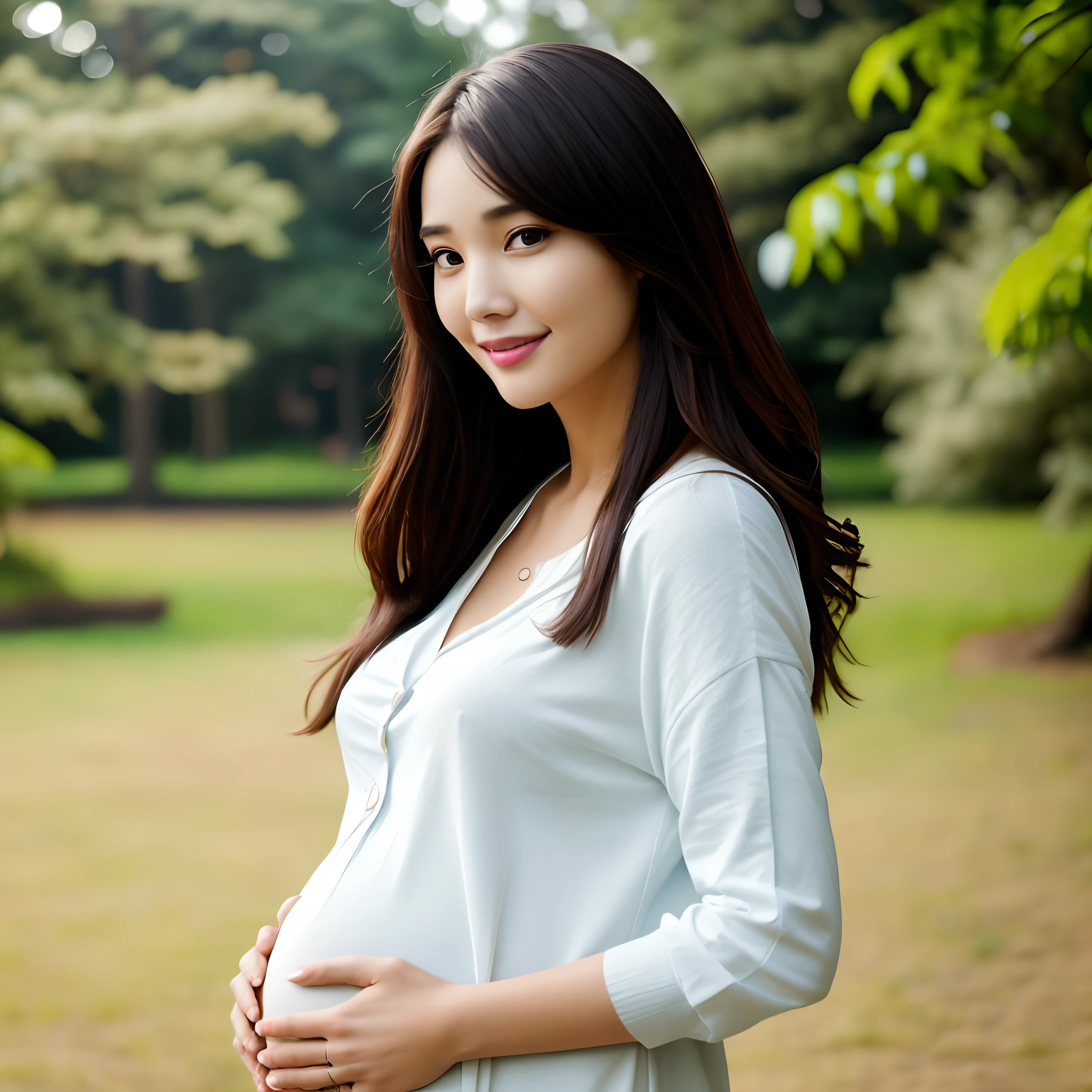 a smile,A slight smil,laugh,Pregnant woman in the park with trees and grass on the background, Pregnancy, Pregnant, Korean Woman, beautiful Korean women, Pregnant belly, Gorgeous young Korean woman, Beautiful young Korean woman, asian female, a young asian woman, gorgeous woman, Beautiful Asian Woman, attractive girl, Asian Woman, Hwang Se - On, lee ji-eun, lee ji - eun