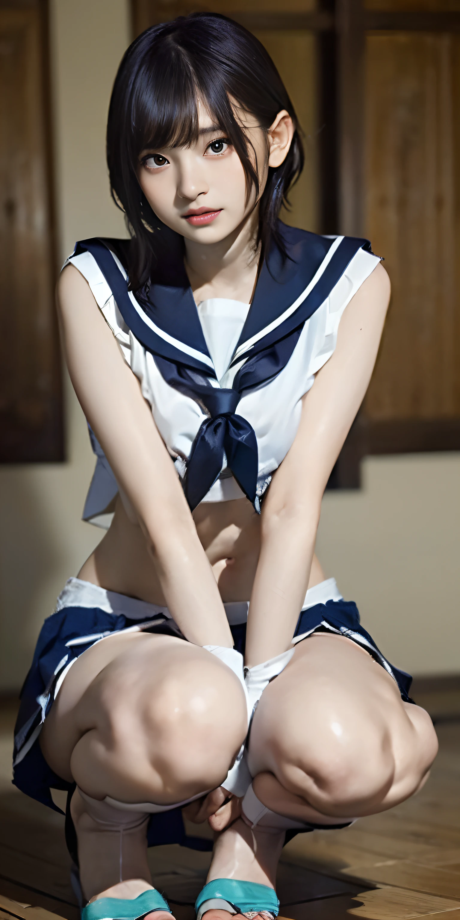 ((top-quality、masuter piece:1.3))、201 year old girl、Beautiful girl emphasizing slender abs:1.3、(Shortcut Hair、huge-breasted:1.2)、(((Touching the pubic area with your hand:1.2、Climax face)))、hyperdetailed face、A detailed eye、二重まぶた、Face of sexual pleasure、Panting face、Iki face、Beautiful expression、barechested、sexypose、((Inviting attitude、barechested))、a wet body、((barechested、Climax posture、Flip up your skirt、See-through sailor suit))、You can see the shape of the nipple、(((The nipple is visible、Pubic area visible、lying wet、My legs are wide open)))、(((Shortcut Hair、Climax face、Touching the pubic area with your hand)))、Raw photo、Face in love、no panty、no-bra、See-through sailor suit、Photo Quality、Toned waist、Beautuful Women、Beautiful waist constriction、The pubic area gets wet and the juice drips., (top-quality), (ultra-detailliert), (masterpiece), (wall-paper), (详细的脸), (dynamicposes)、(((Open your pubic area with your fingers to show off)))、The crotch is soaking wet、Beautiful crotch、Raw photo from thigh up、Fully see-through attire、Beautuful Women、(((Correct hand、Correct fingers、Two arms、Five Fingers、Precise human body structure)))