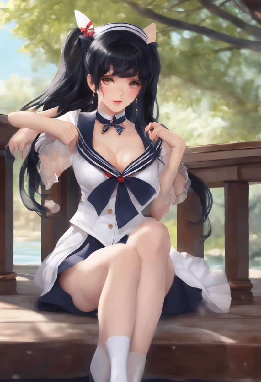 Black Hair Twin Tails Big Tits Sailor Suit