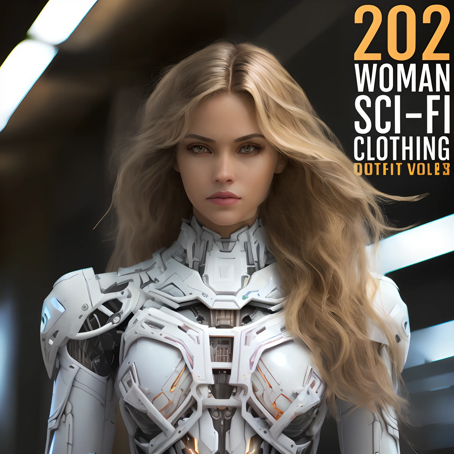 A woman at the forefront of technology, adorned in a cutting-edge suit, strikes a pose for a photo—a scene captured as the cover art of a graphic novel. Her attire embodies the essence of cybertech fashion, making it a standout choice among the top selections on Unsplash and gracing the cover of a prominent magazine. The year is 2070, as envisioned by Charles H. Woodbury, and this captivating image finds its place in museum catalogs, drawing parallels to the futuristic aesthetics seen in CP2077 and the film "Ex Machina" (2014). The woman's white and orange breastplate, reminiscent of a cuirass, adds a striking visual element to this portrayal of the future.