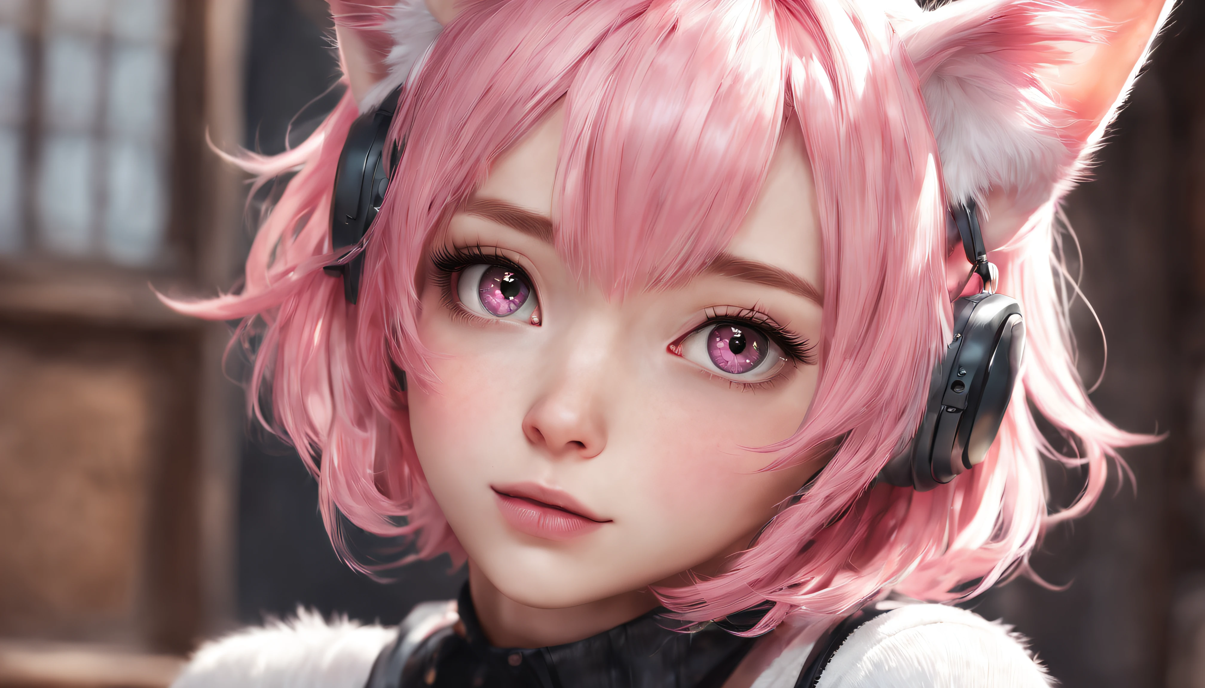 masterpiece, best quality, (1girl), beautiful detailed eyes, looking at viewer, upper body, pink hair, shy, cat ears, very detailed, high resolution, sharp, sharp image, 4k, 8k,