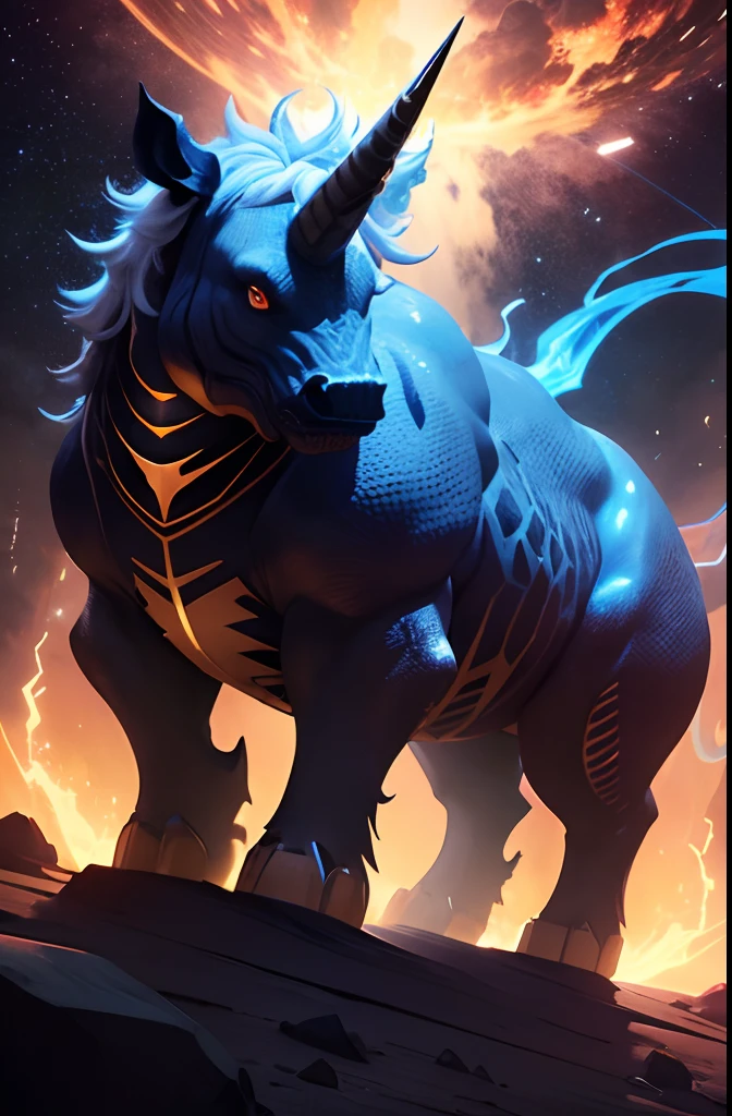 The Luminicorneum is an aberration formed by a distortion of stellar energy that has escaped from its plane of origin. Its appearance resembles a monstrous rhinoceros, But his body is translucent and shines like stars. Its horn is a prominent conical structure that emits a soft light, Similar to that of a unicorn