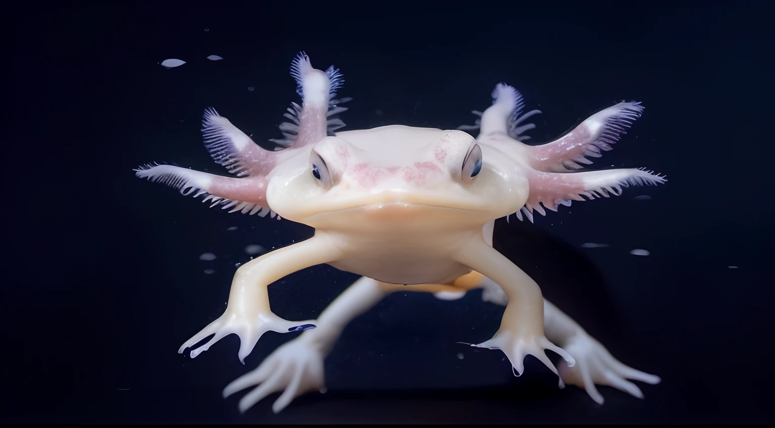 Un primer plano de un pez axoloopiano blanco con los ojos abiertos, Lindo ajolote, cuajolote, Un ajolote, Criatura ajolote, ajolote, albino mystic, alien frog, Lindo! Biomechanical axolotl, enano albino, Tritones, salamandra, albino