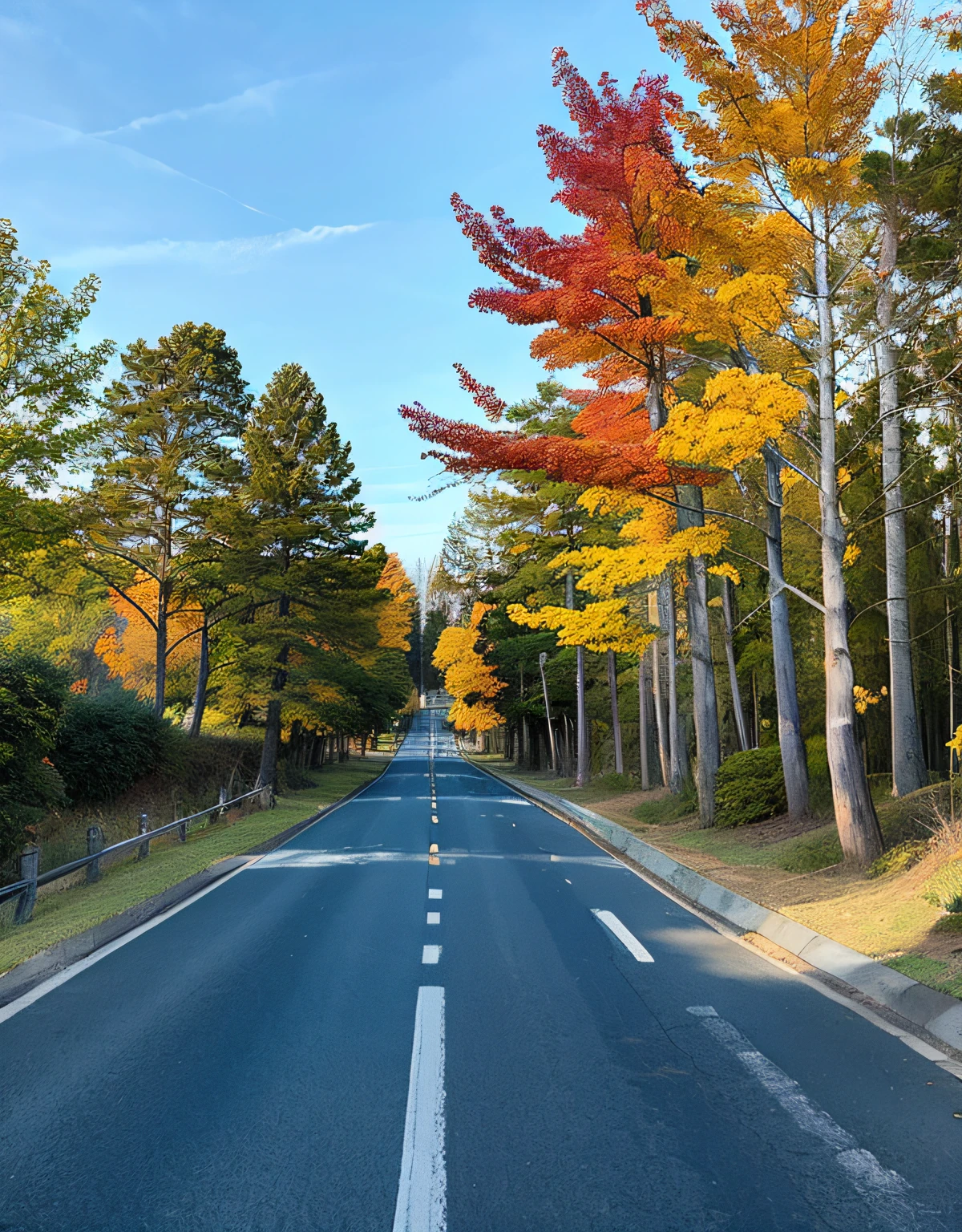 autumnal,exteriors,blue-sky,highways,the woods,NOhumans