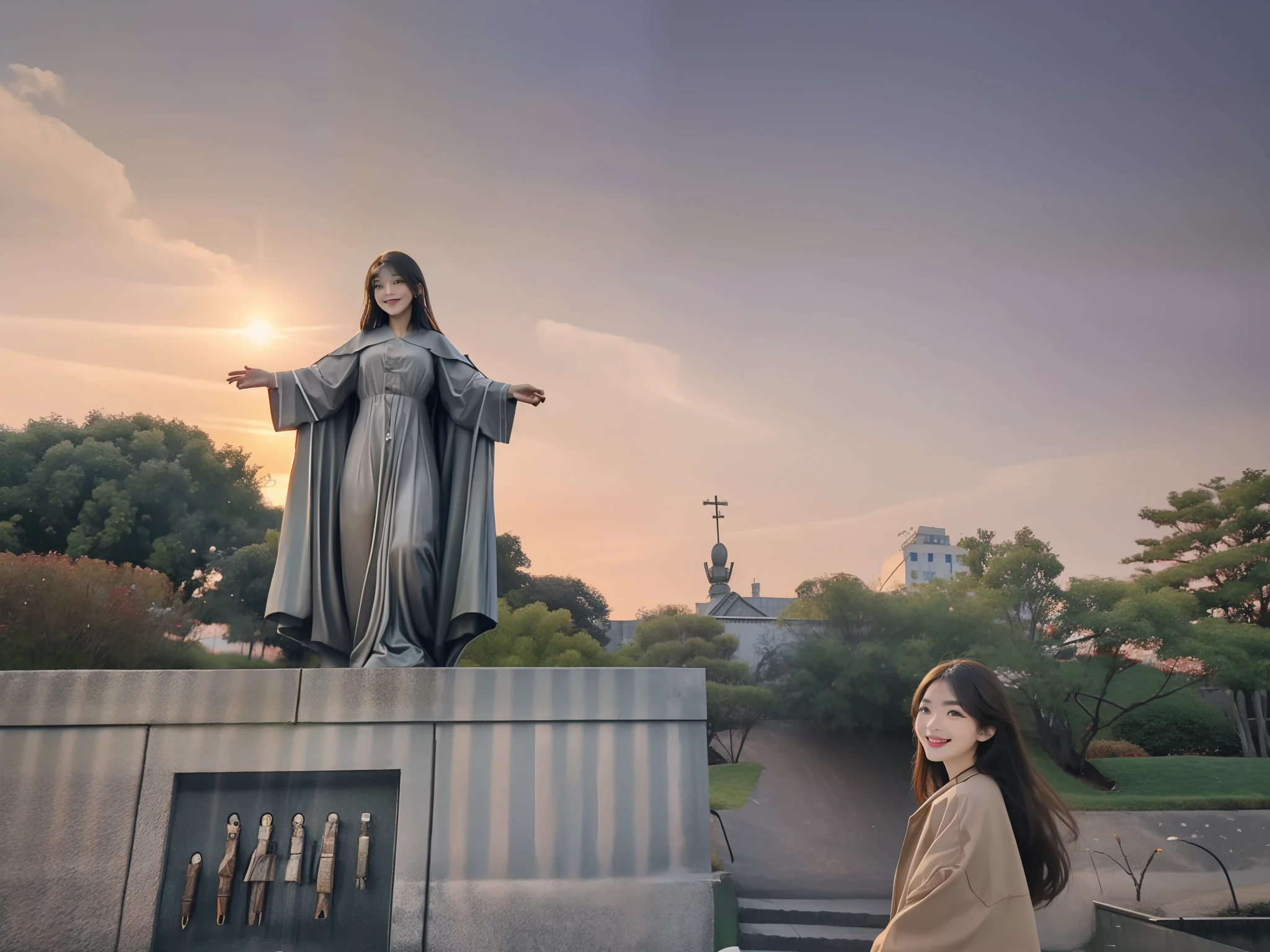 top-quality、8K、masterpiece:1.3))、foco nítido:1.2、(realisitic、Photorealsitic:1.37)、((A smile))、Beautiful Face Woman、28 year old、long eyeslashes、Colorcon、Very detailed eyes、Highly detailed eyebrows、(Sharp Eyebrows)、(Thin eyebrows)、very vey very detailed face、