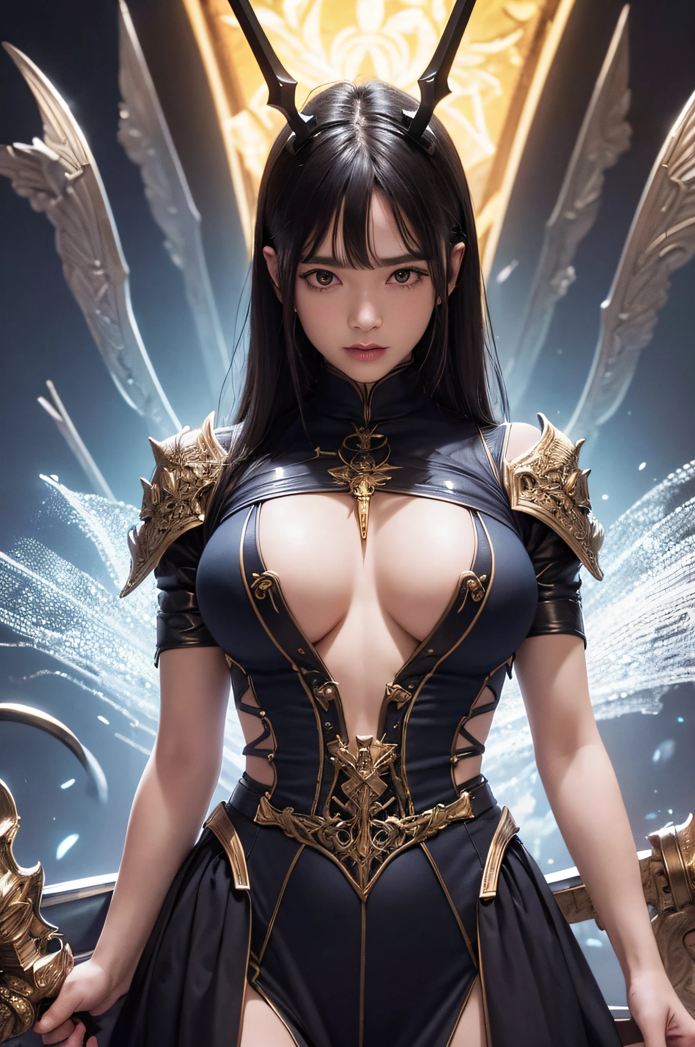 (masterpiece, best quality, ultra high res, perfect ???????, extremely detailed),
BREAK,
A world of swords and magic,
((big insect monster)),
shiny body,
(frighteningly powerful body),
(A weapon imbued with magic),
many descendants,
