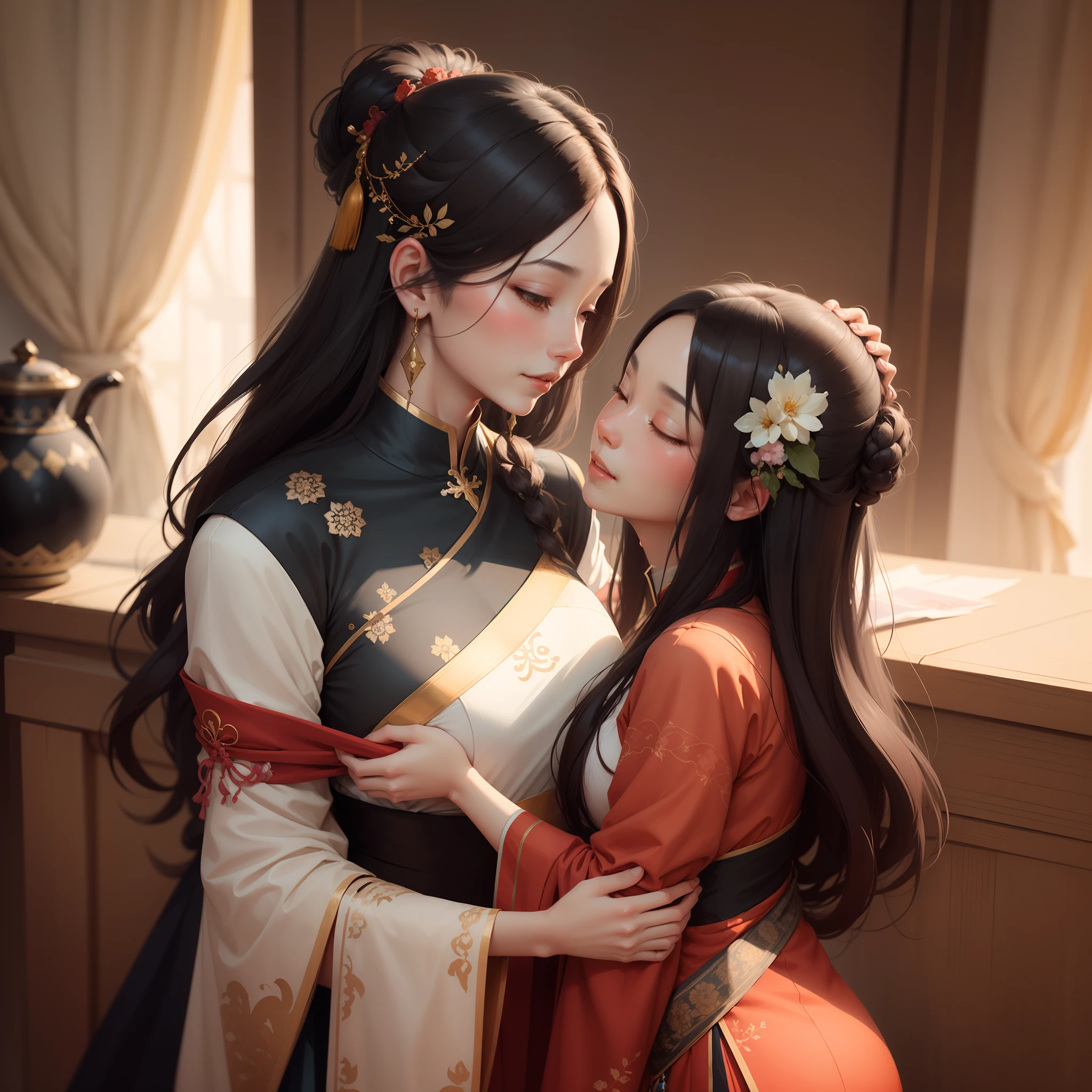 A man and a woman talking on the bed in the bedroom Yang Simin Shan Liwen Semi- breast enlargement ambiguous