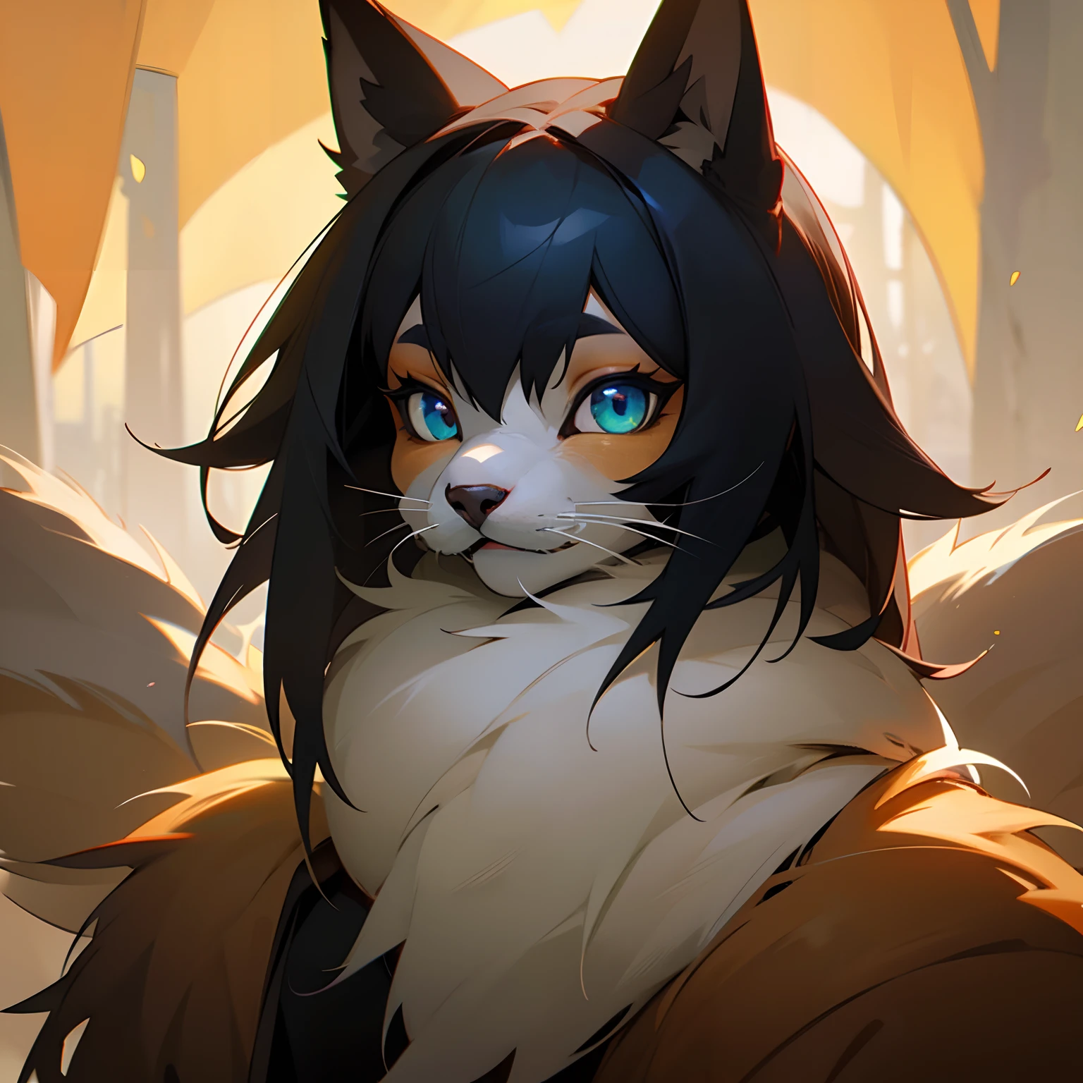 A furry with detailed fur and vibrant colors, in the style of a high-resolution masterpiece. The fur should be ultra-detailed and realistic, with a sharp focus on the individual strands of hair. The overall image should have a warm color tone, creating a cozy and inviting atmosphere. The lighting should be soft and diffused, emphasizing the texture and depth of the fur. The furry should be the main focus of the scene, with a mesmerizing gaze and expressive eyes. The background can be a natural setting, such as a lush forest or a sunny meadow, adding to the overall aesthetic. The image quality should be at its best, with the highest resolution possible, such as 8k. The final result should capture the beauty and intricacy of the furry creature, showcasing its unique characteristics and charm.