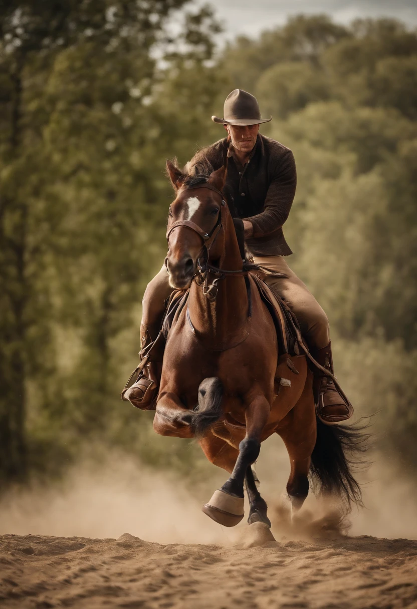 Ancient style man riding horses, Galloping horses, Elegance in motion, Enigmatic Atmosphere, Timeless charm, Side view, prime time