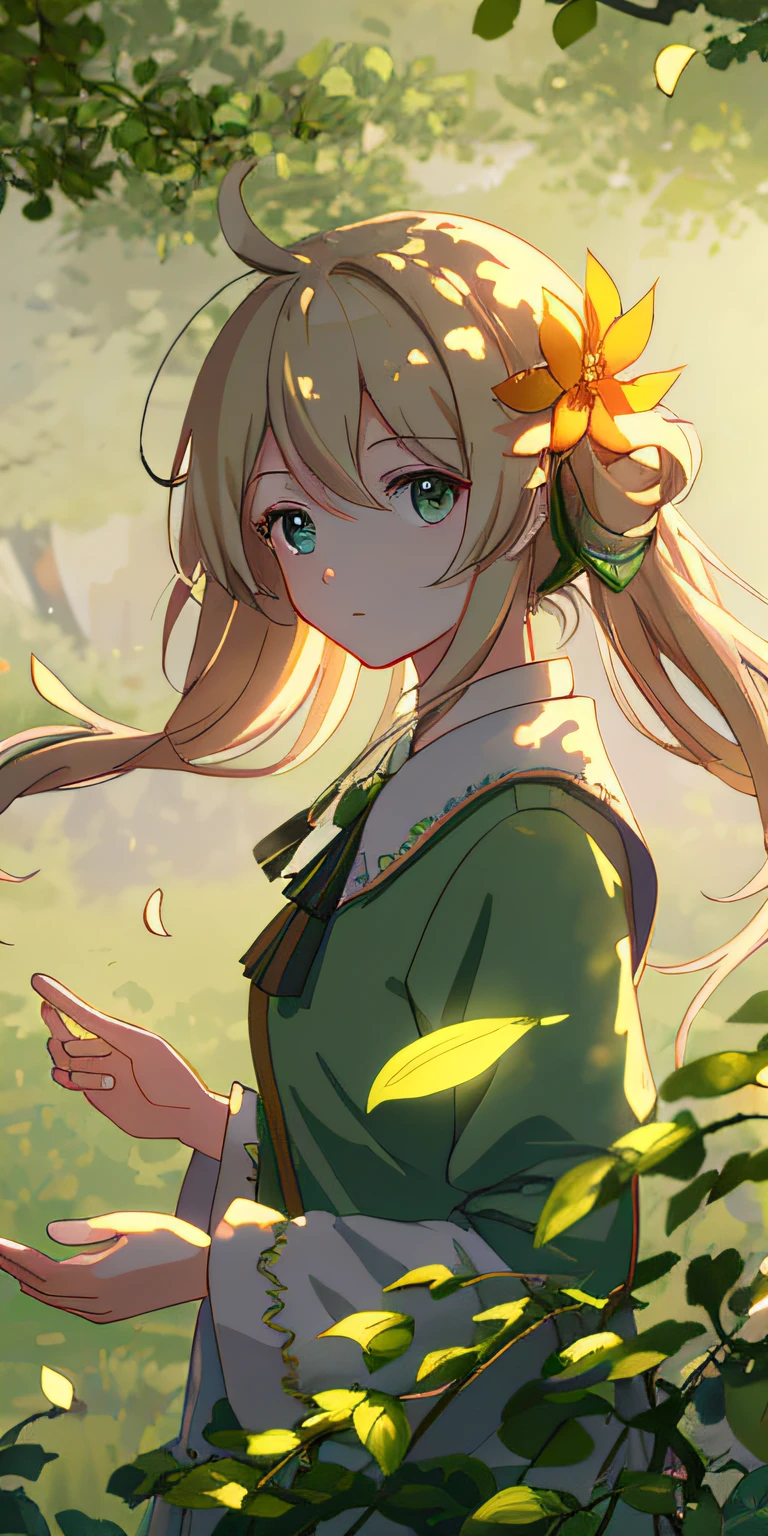Masterpiece, best quality, (very detailed CG unity 8k wallpaper) (best quality), (best illustration), (best shadows) Nature's delicate leaves petals of various colors falling in the air light Tracking, super detailed --v6