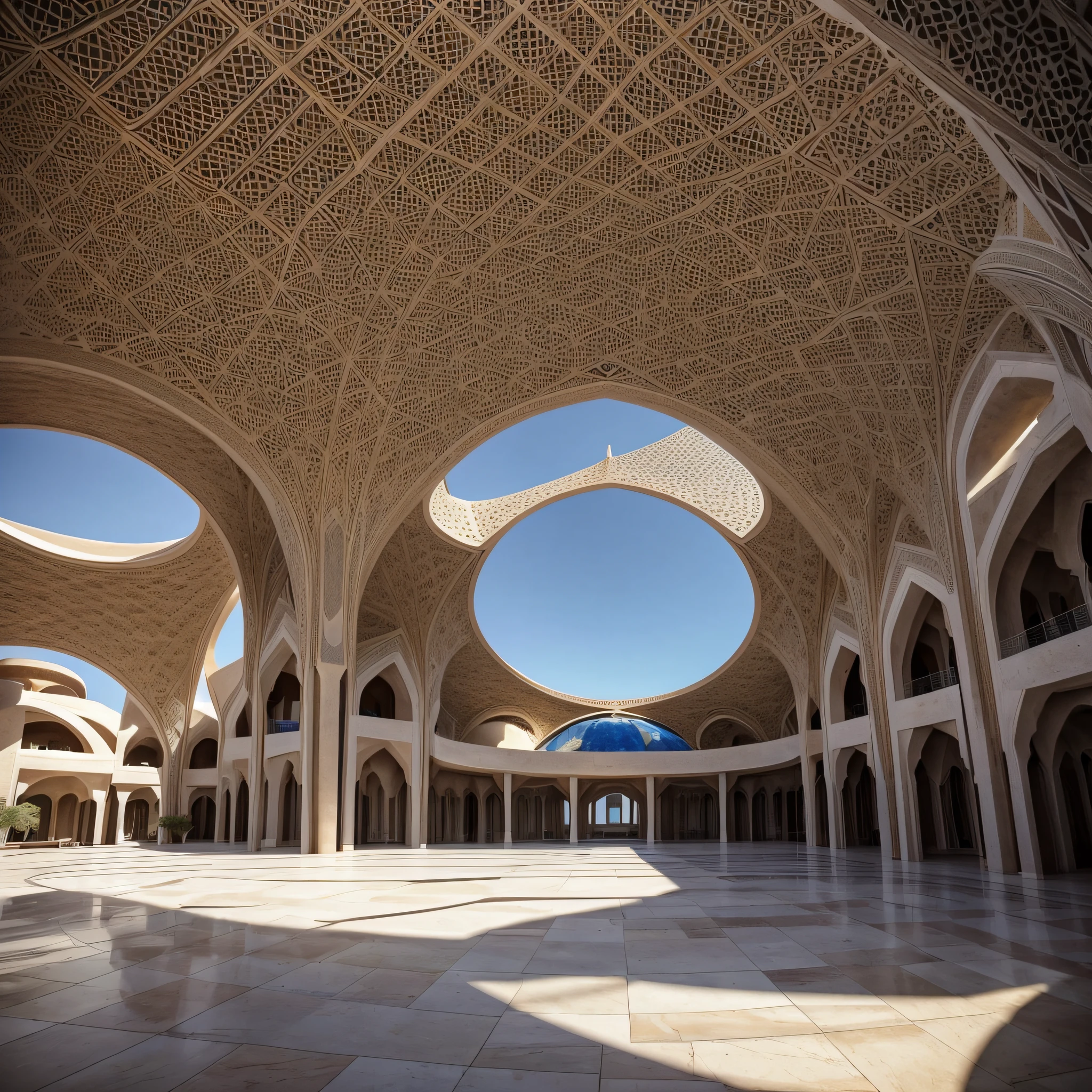 there is a large building with a large dome on top of it, hillside desert pavilion, dome, futuristic persian palace, geodesic building, futuristic church, dome of wonders, futuristic dome, geodesic architecture, alien architecture, in a futuristic desert palace, unique architecture!, huge futuristic building, futuristic marrakech morocco, futuristic marrakech, neo-andean architecture