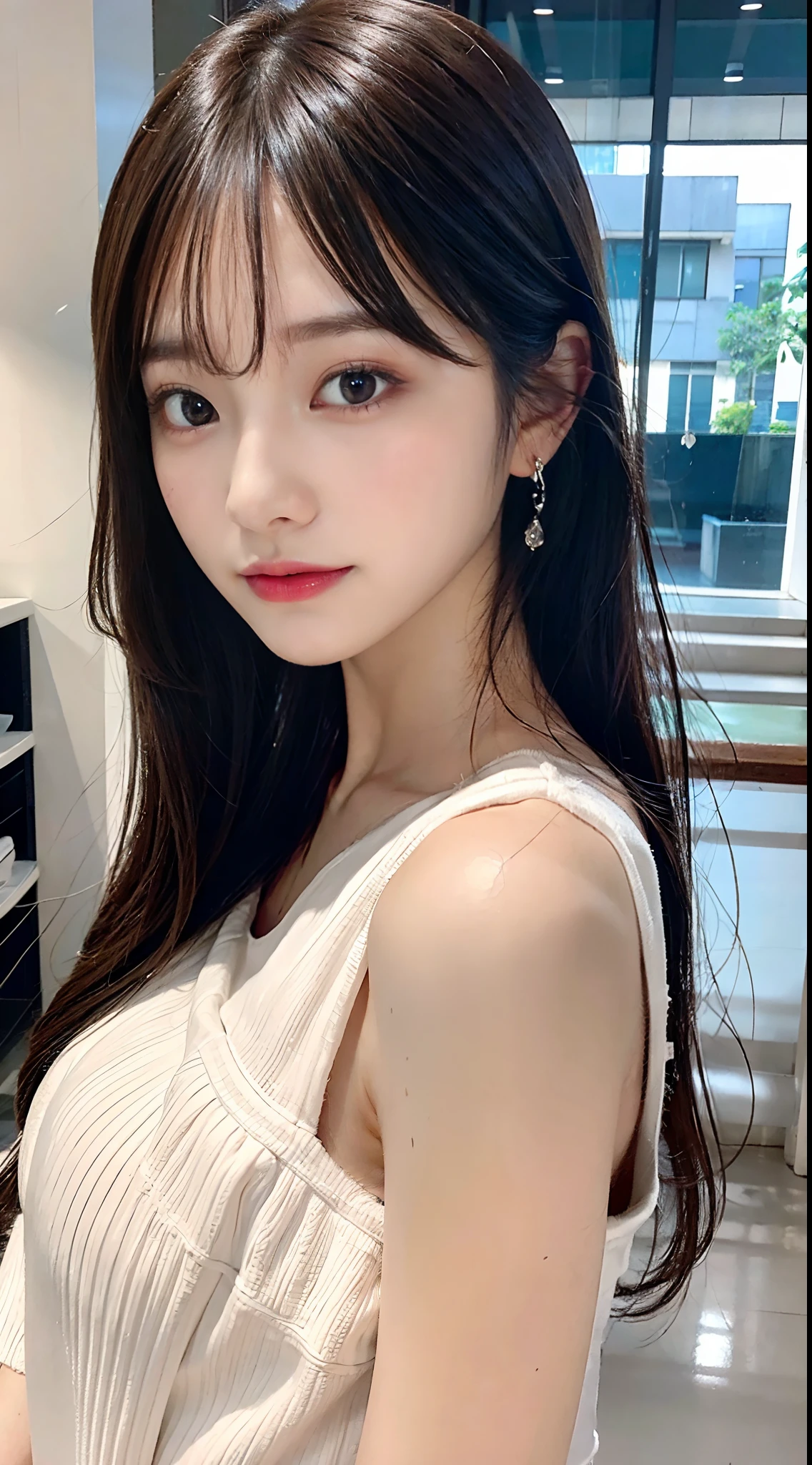 ((Best quality, 8k, Masterpiece :1.3)), 1girl,(random hairstyles), Casual outfit :1.2, Indoor, Ultra-detailed face, Detailed eyes, Double eyelid