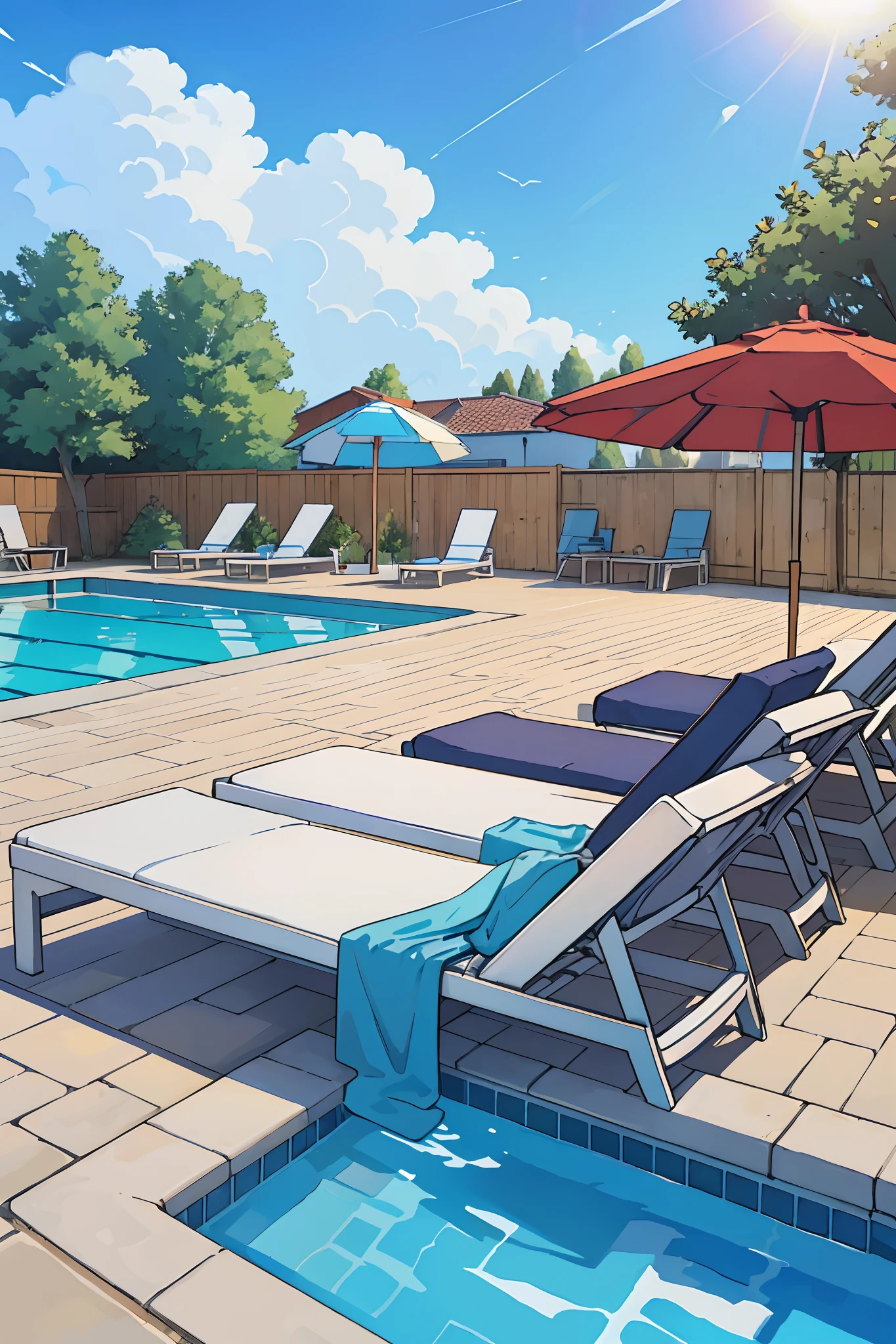 swimmingpool,Scenes,No characters,Sun loungers,drinks,Skysky