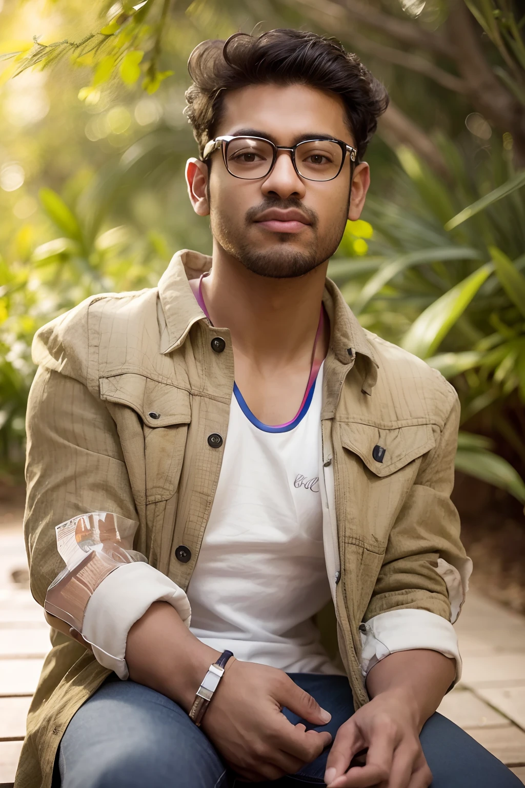 arafed man with glasses sitting on a bench in a park, casual photography, shot on nikon z9, with accurate face, jayison devadas, jayison devadas style, portait photo profile picture, shot on canon eos r 5, shot on canon eos r5, portrait shot 8 k, shot on sony a 7, edited in photoshop