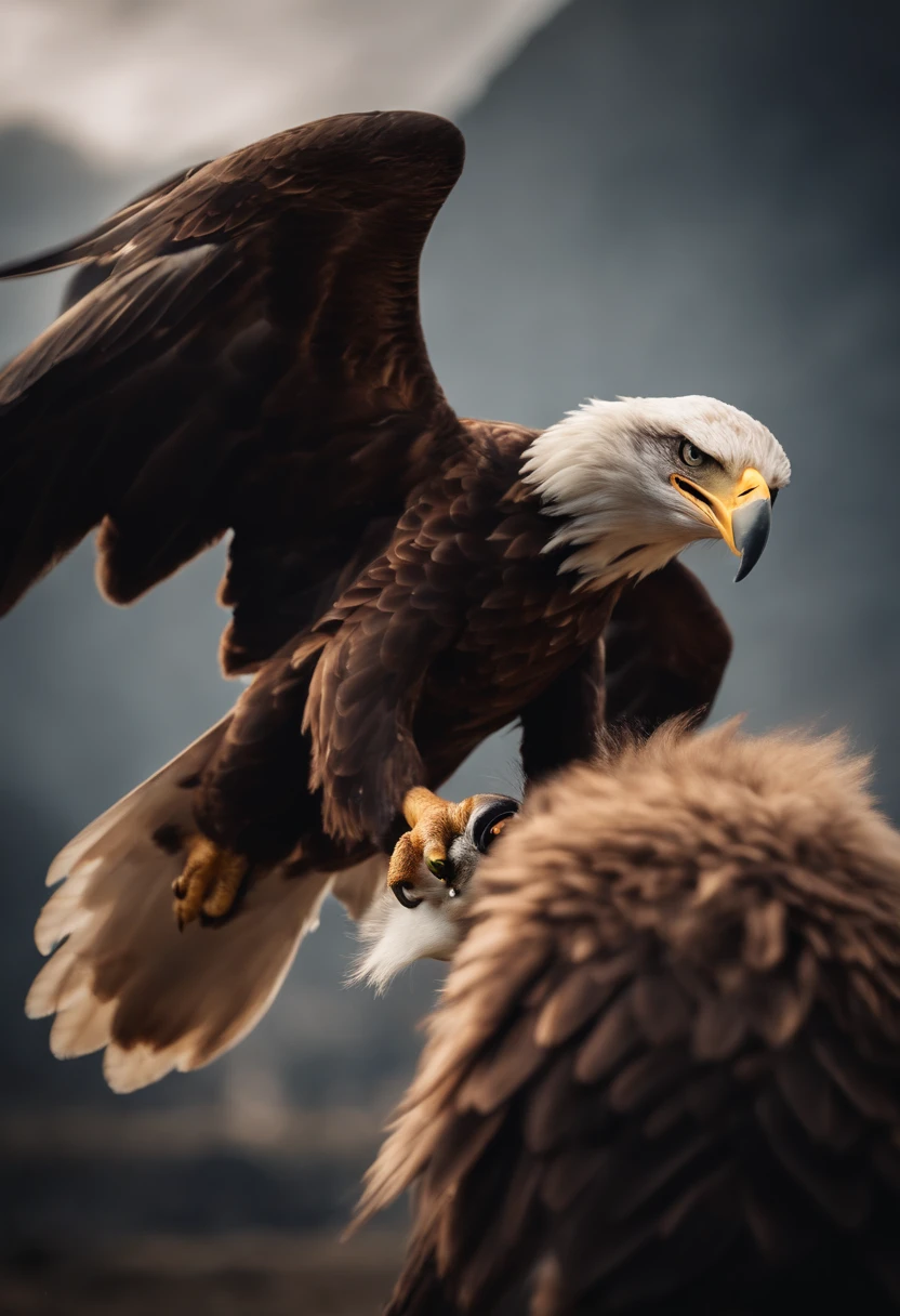 Eagle fighting a furry