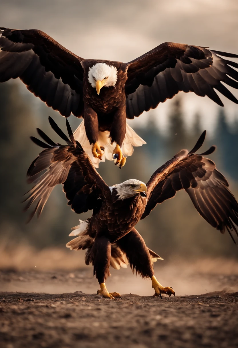 Eagle fighting a furry