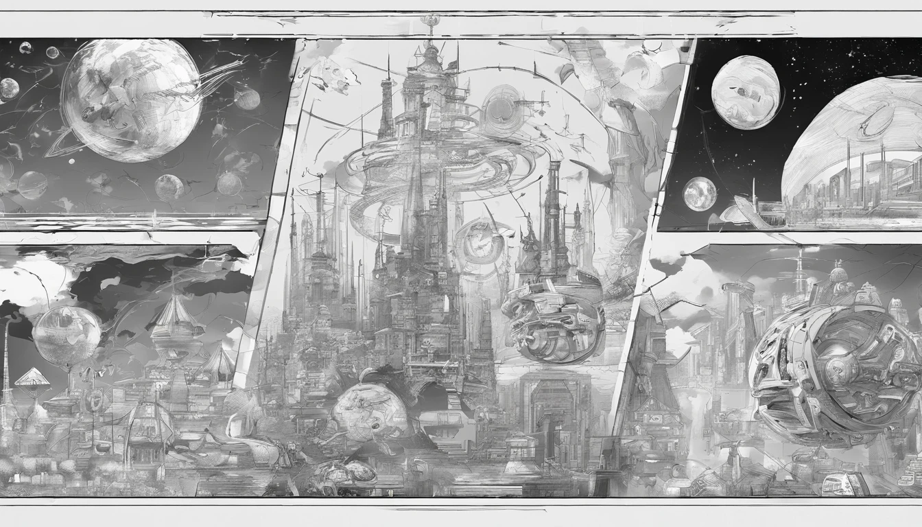 poster for，comic strip，anime big breast，black andwhite，design sense，Geometry，sense of science and technology