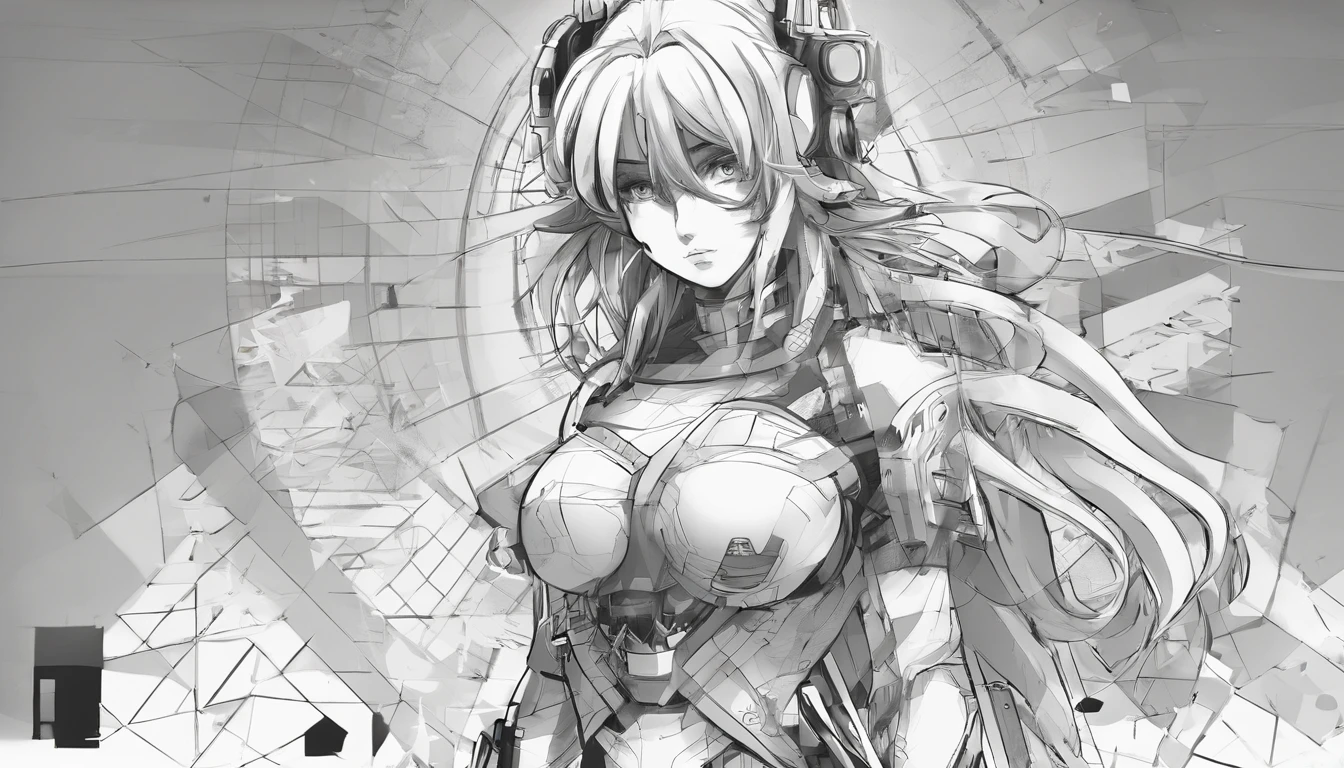poster for,comic strip,anime big breast,black andwhite,design sense,Geometry,sense of science and technology