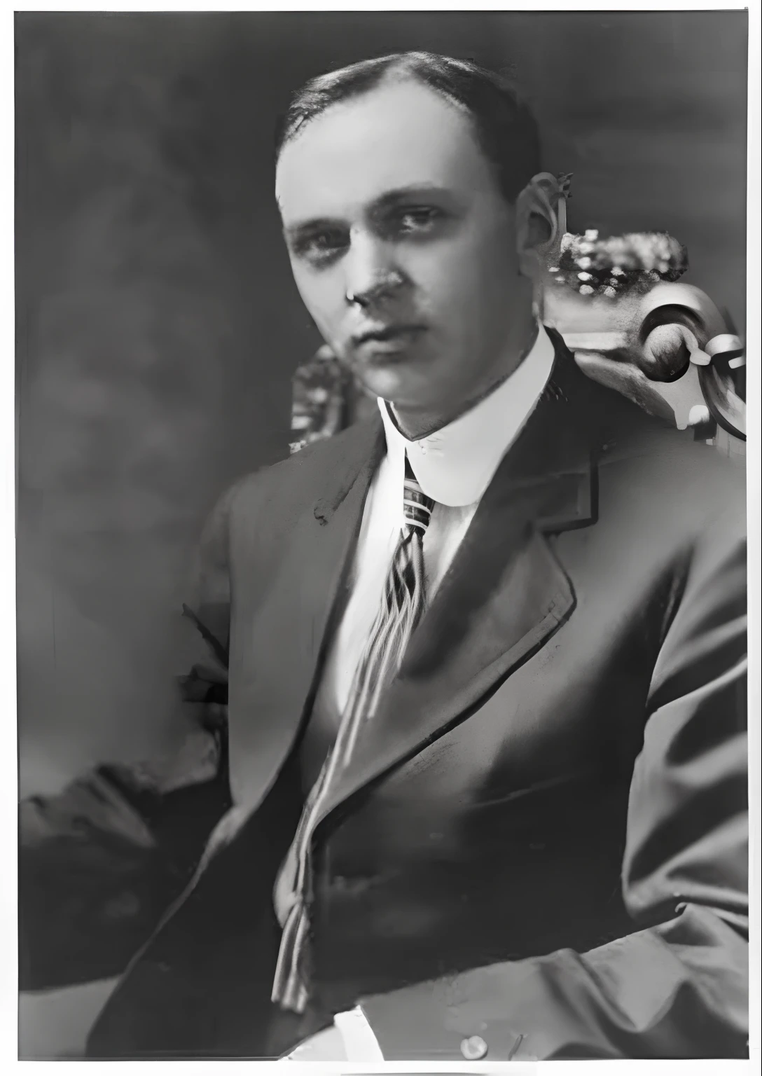 arafed black and white photo of a man in a suit and tie, portrait of a man in a suit, In the 1920s, Taken in the early 1920s, Louis Sullivan, Miner Kilburn Kellogg, ue6. big breasts and big breasts. Scott, Alfred Kellner, Photo from the 1920s, 1 9 2 0 s photo