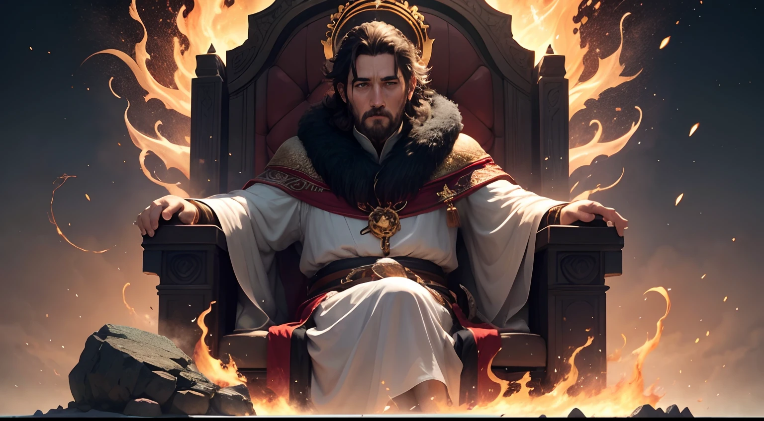 foram colocados uns tronos,
and an Elder of many days took his place there.
His robe was white as snow.
and the hairs of the head, like pure wool;
seu trono eram chamas de fogo,
e as rodas do trono, como fogo em brasa.
A river of fire poured out there
that was born before him;
serviam-no milhares de milhares,
and millions of millions watched him on the throne;
foi instalado o tribunal
e os livros foram abertos.
I kept insisting on night vision,
e eis que, among the clouds of the sky,
vinha um como filho de homem,
approaching the Elder of many days,
and was brought into his presence.
Foram-lhe dados poder, Glory and royalty,
e todos os povos, nations and tongues served him:
His power is an eternal power
that will not be taken from you,
e seu reino, A kingdom that will not dissolve.