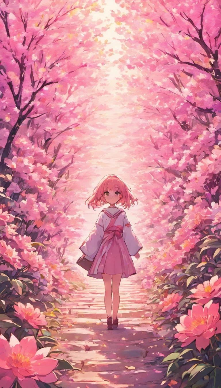 Draw a sea of pink flowers