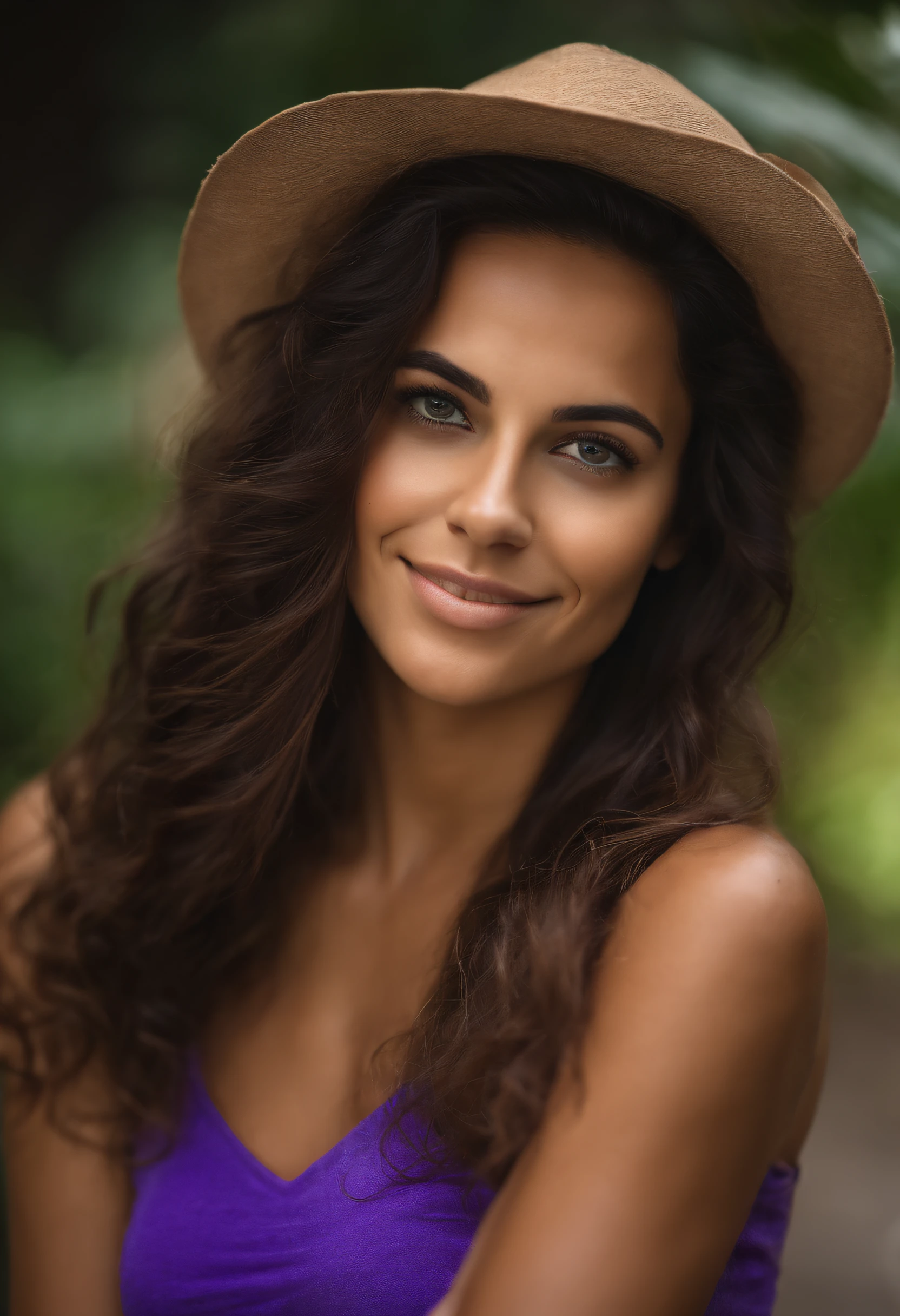 Brazilian woman with summer clothes , fille sexy aux yeux vert noisette , Portrait , cheveux bruns et grands yeux, selfie of a young woman, Violet Myers, sans maquillage, maquillage naturel, looking straight at camera, Visage avec Artgram, Maquillage subtil, Superbe photo du corps entier, dans la chambre, clivage