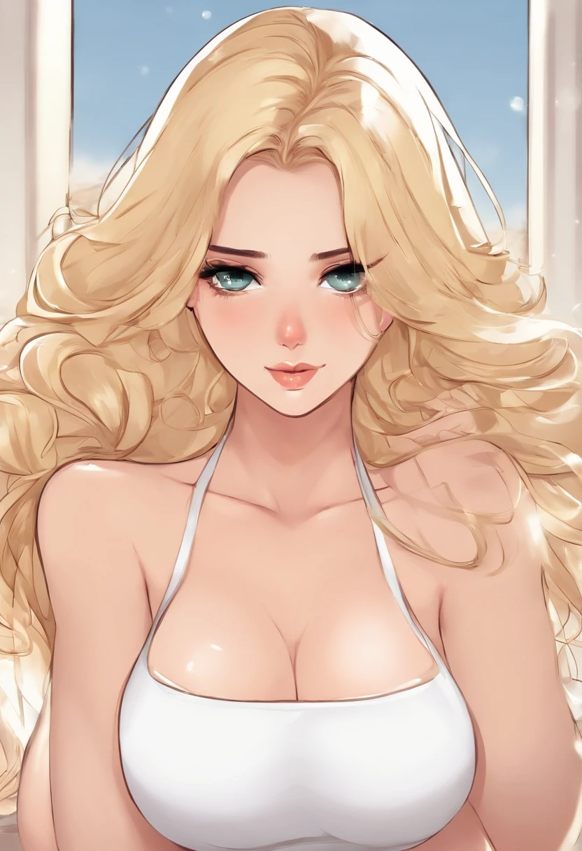 Chica rubia de pelo con coletas,senos extremadamente grandes,Even bigger tits,(NSFW),sexy,tetas apretadas, Ahegao,ropa insignificante ,desnudez,Cuerpo de reloj de arena,piel blanca,chica de anime 2D, mojada,,8k,piernas abiertas de frente mostrando la mojada, extremadamente hermosa,Cara alegre,sacando la lengua,Face with white liquid, con agua encima de la ,Tits collecting white liquid