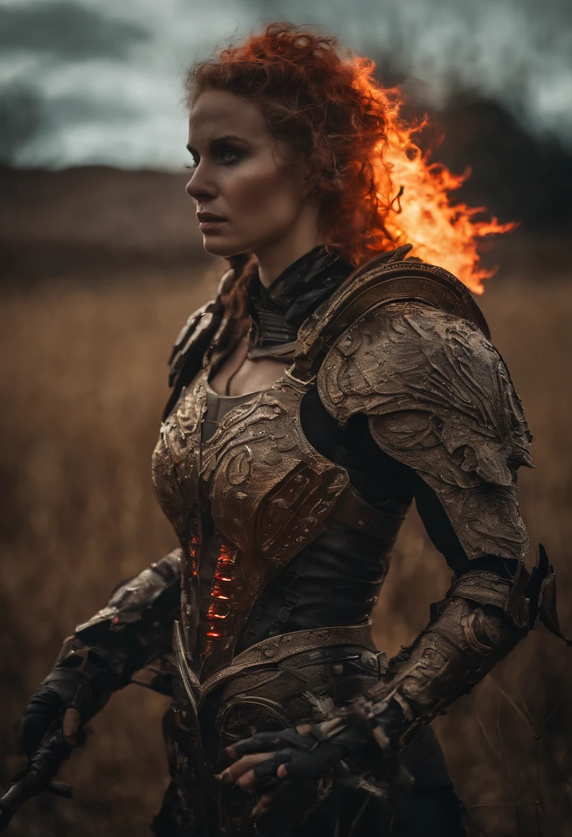 Beautiful Succubus Warrior wearing Neon Mecha Armour Holding a Staff in a field of blood, (((glowing light eyes, Demon wings))), Wide Shot, Biomechanical, eerie, Creepy, nightmarish, Very bright neon colours, Light particles, with light glowing, winner of the year's best photo, the world on fire, post-apocalyptic hellscape military photography, photo epic of the year, fire on the horizon, epic cinematic shot, pure form, intricate detail, 8k post-production, High resolution, super Detail,