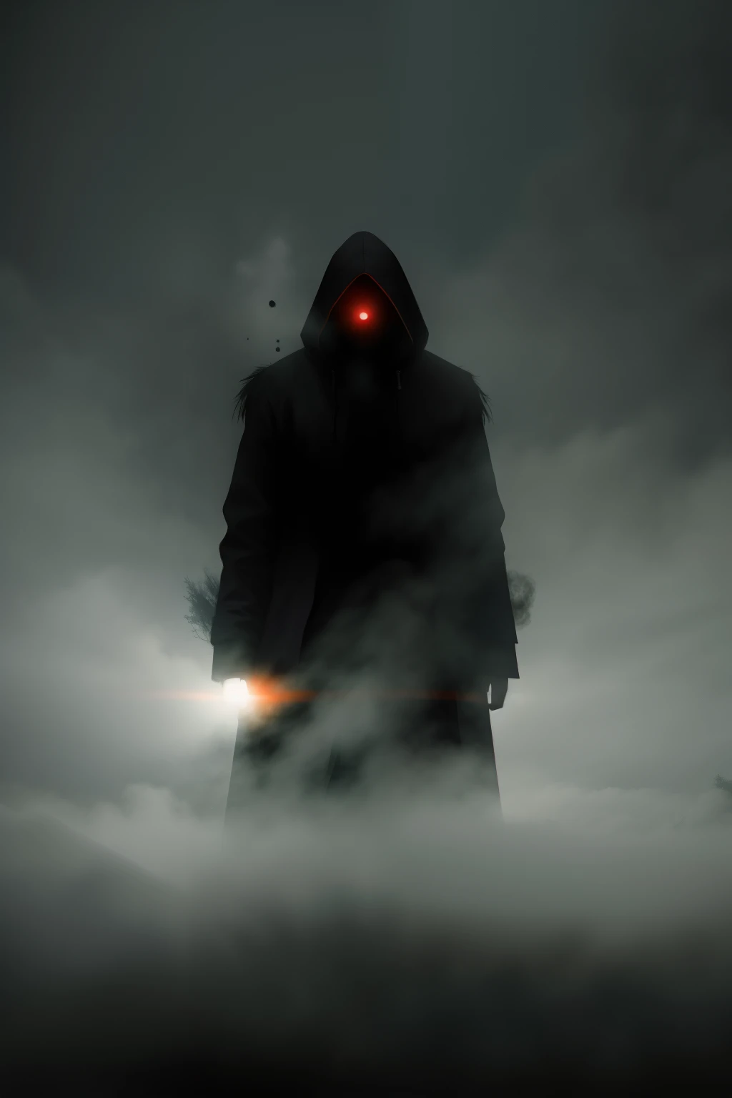 Horror movie, character, fog, particles